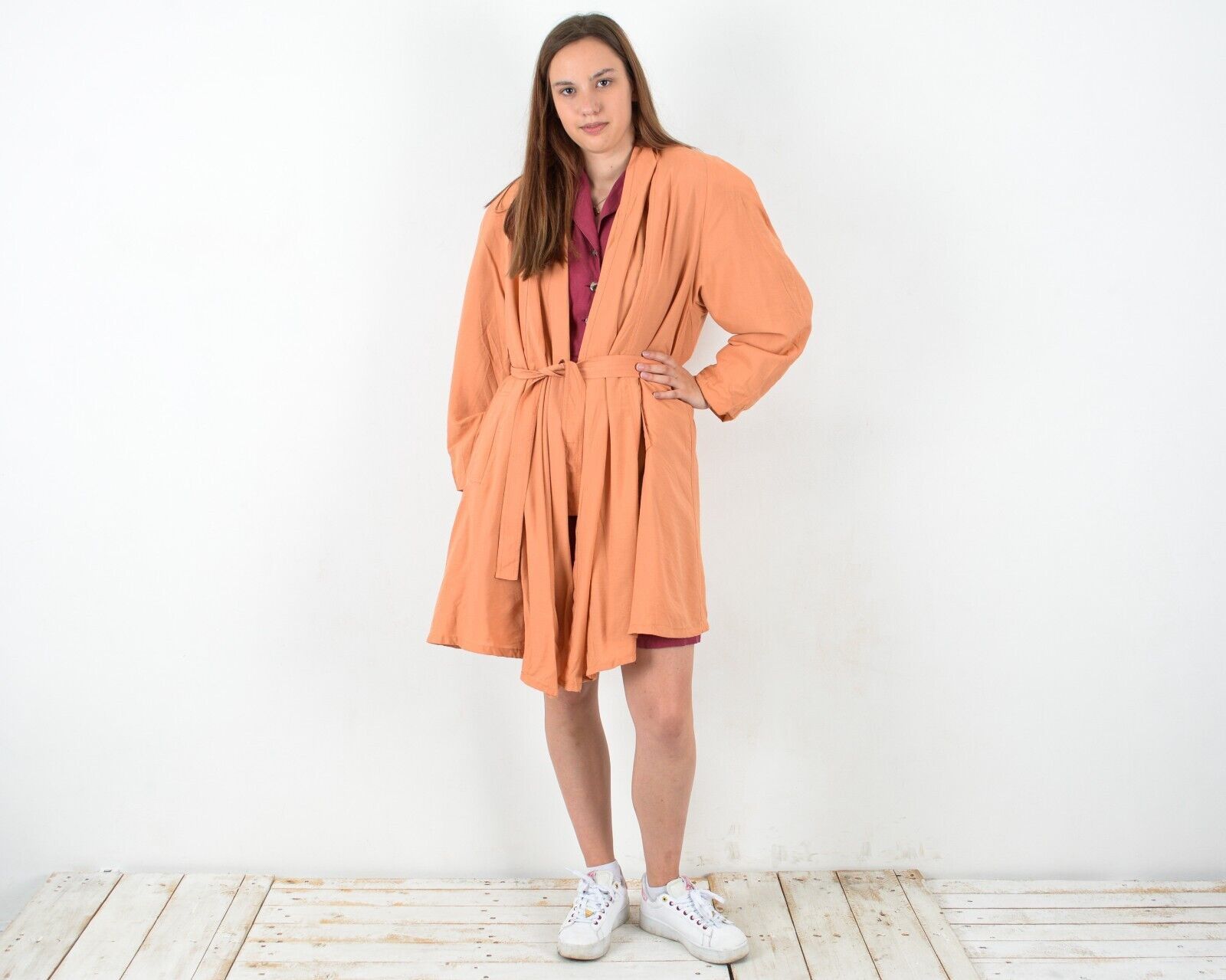 Other × Vintage Jacket Trench Coat Mod Overcoat Robe Belted Autumn Classy Size S / US 4 / IT 40 - 1 Thumbnail