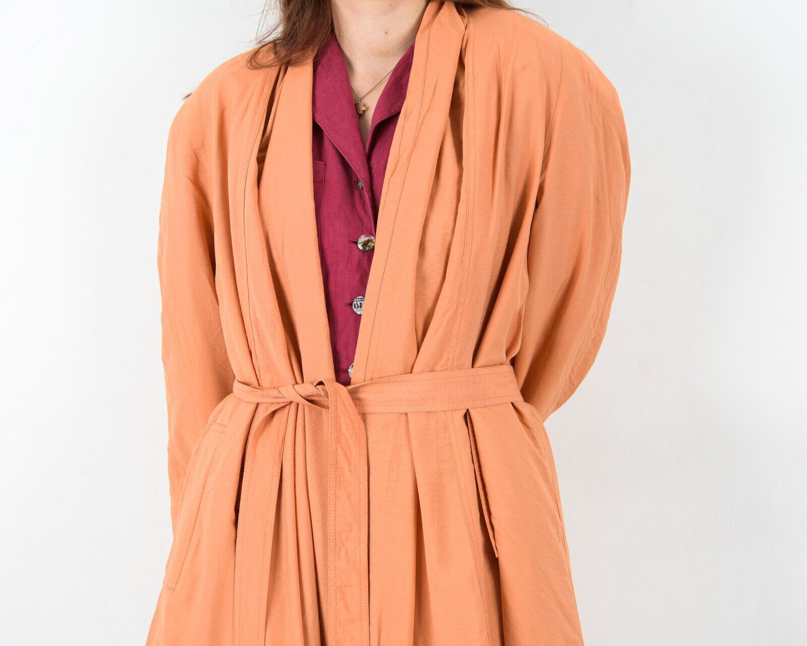 Other × Vintage Jacket Trench Coat Mod Overcoat Robe Belted Autumn Classy Size S / US 4 / IT 40 - 4 Thumbnail