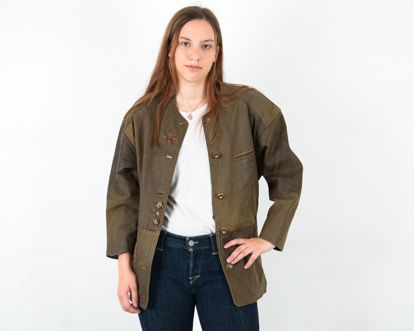 Vintage Leather Authentic Embroidered Jacket Blazer Tracht Festival Size S / US 4 / IT 40 - 1 Thumbnail