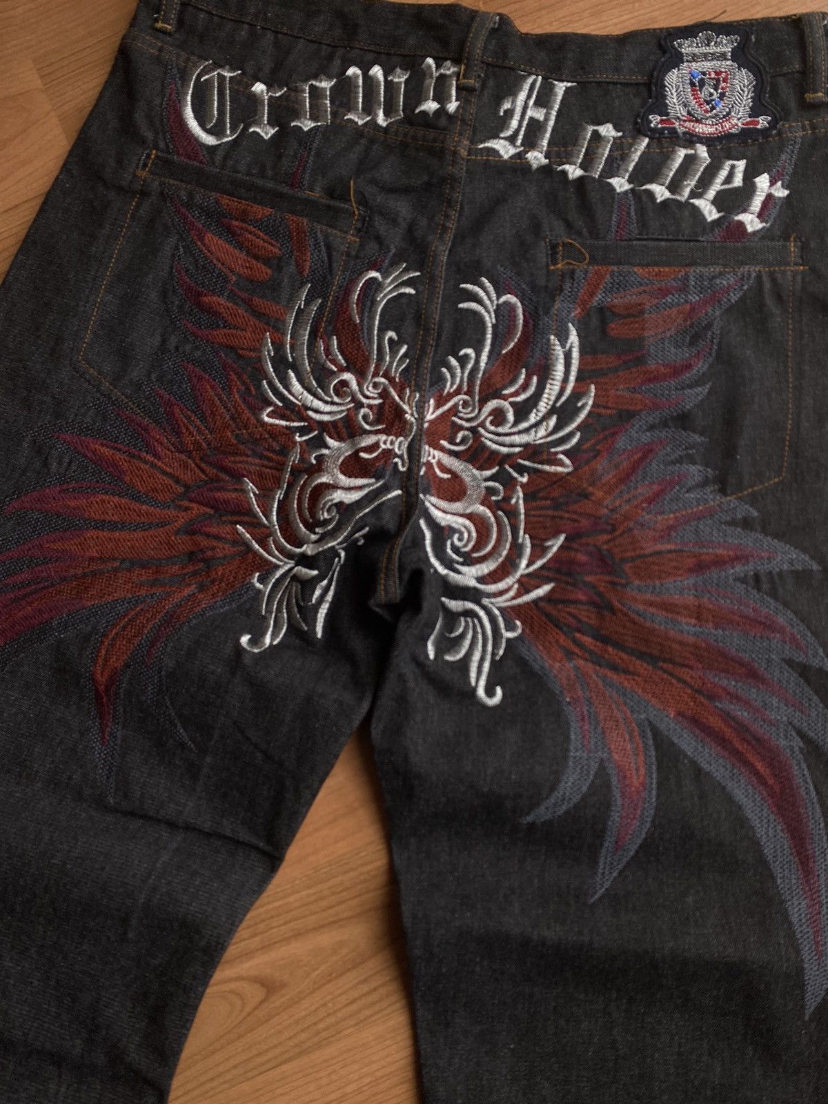 Ed Hardy × Vintage Vintage Crown Holder Embroidered Ed Hardy Style Jeans Size US 34 / EU 50 - 5 Thumbnail