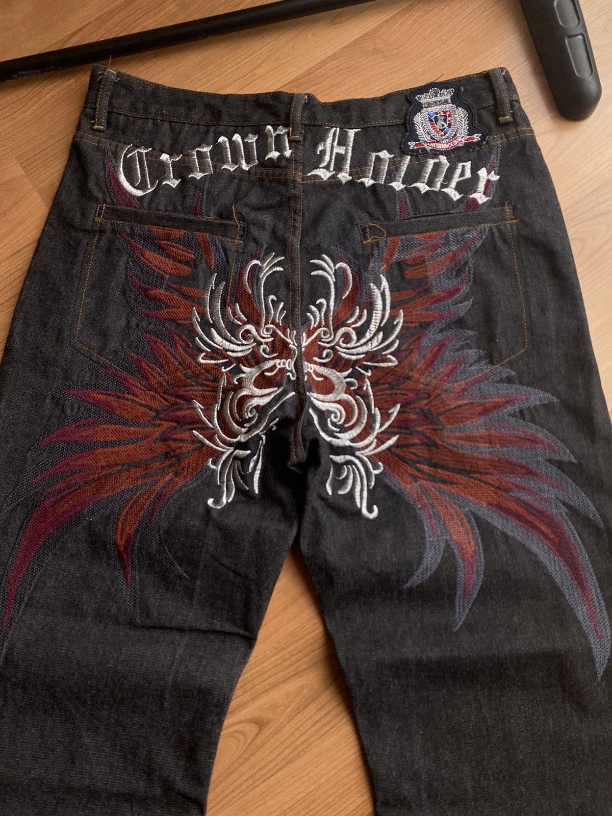 Ed Hardy × Vintage Vintage Crown Holder Embroidered Ed Hardy Style Jeans Size US 34 / EU 50 - 3 Thumbnail