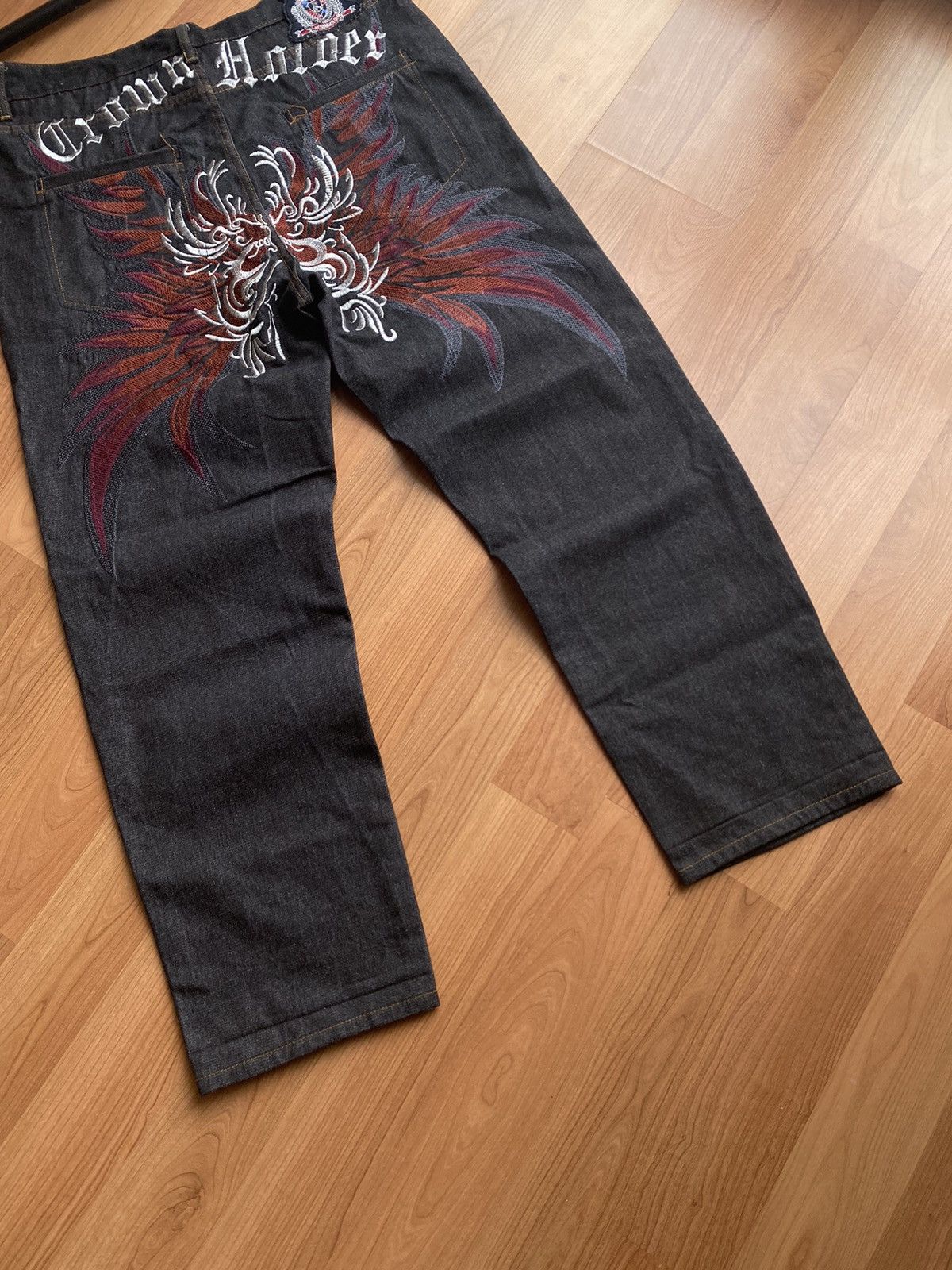 Ed Hardy × Vintage Vintage Crown Holder Embroidered Ed Hardy Style Jeans Size US 34 / EU 50 - 6 Thumbnail