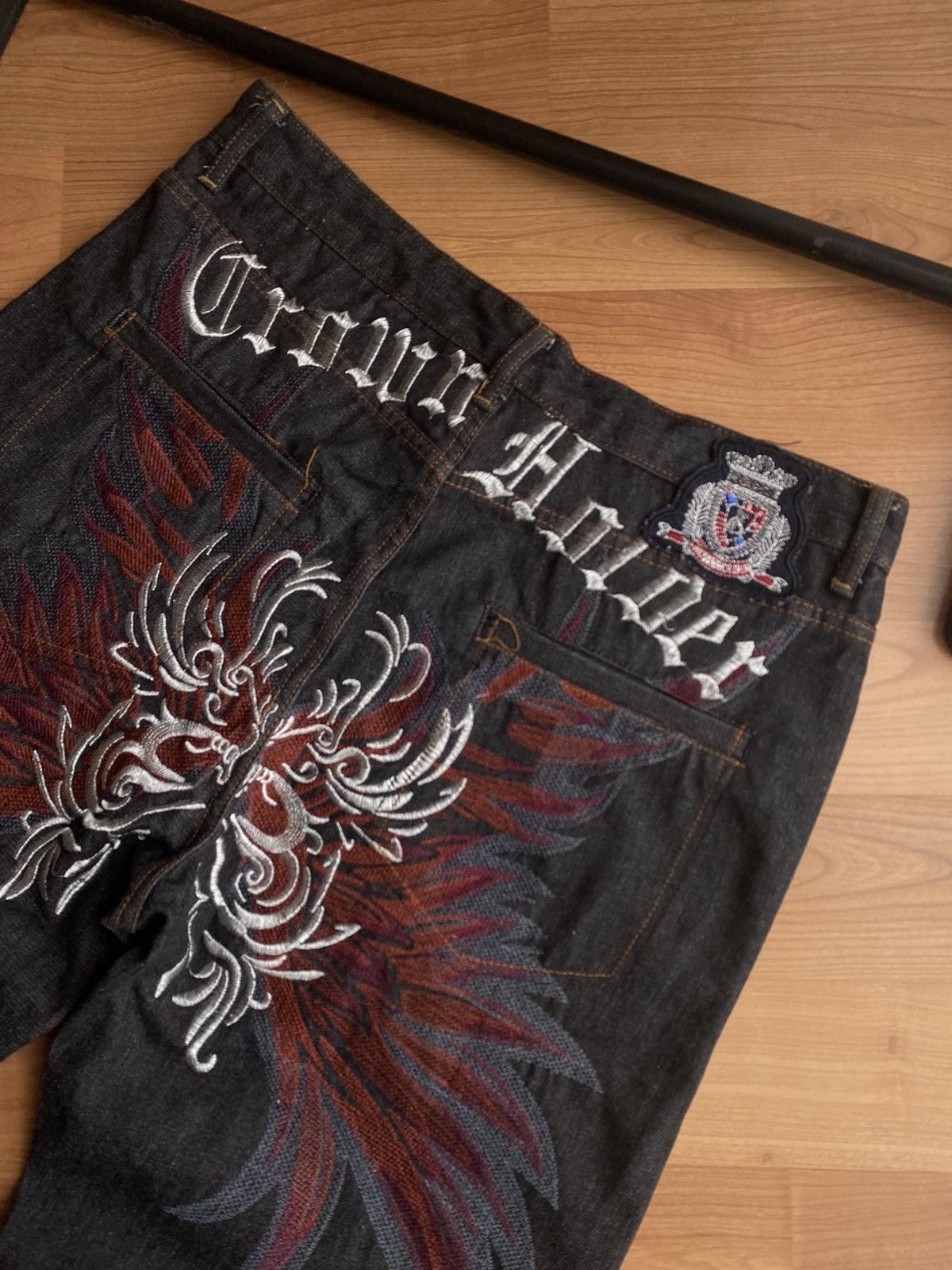 Ed Hardy × Vintage Vintage Crown Holder Embroidered Ed Hardy Style Jeans Size US 34 / EU 50 - 4 Thumbnail