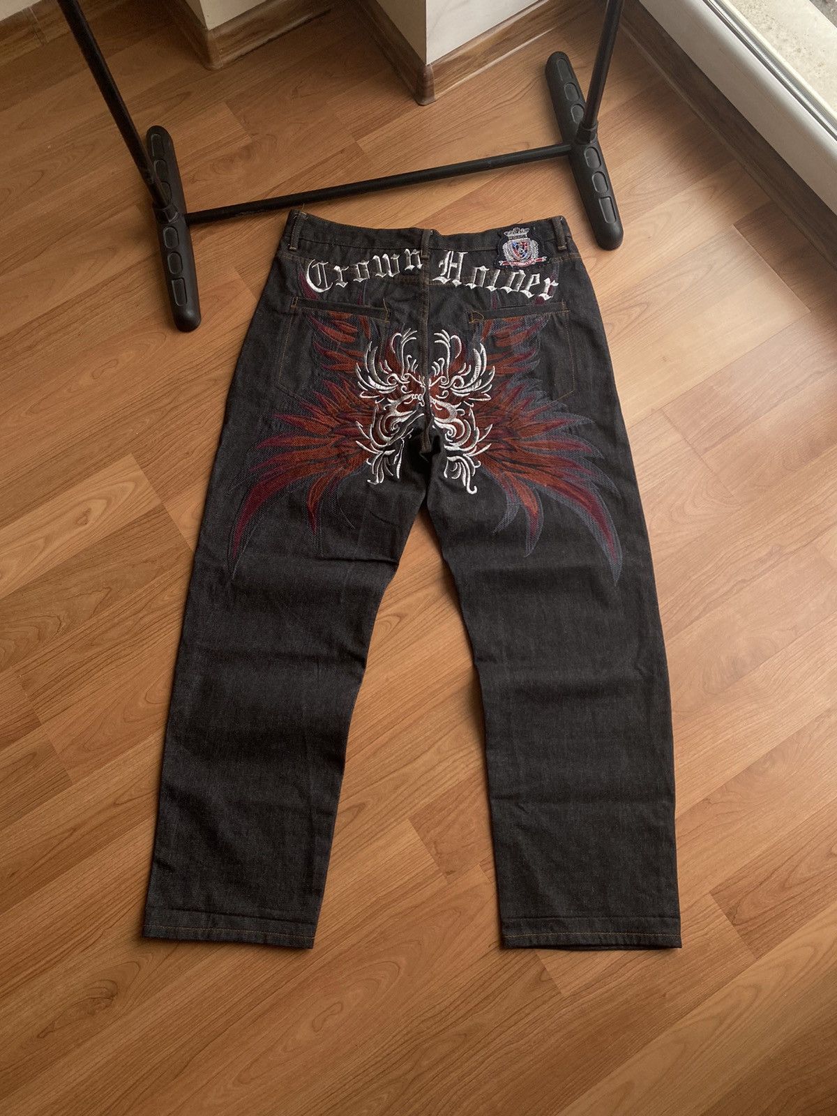 Ed Hardy × Vintage Vintage Crown Holder Embroidered Ed Hardy Style Jeans Size US 34 / EU 50 - 1 Thumbnail