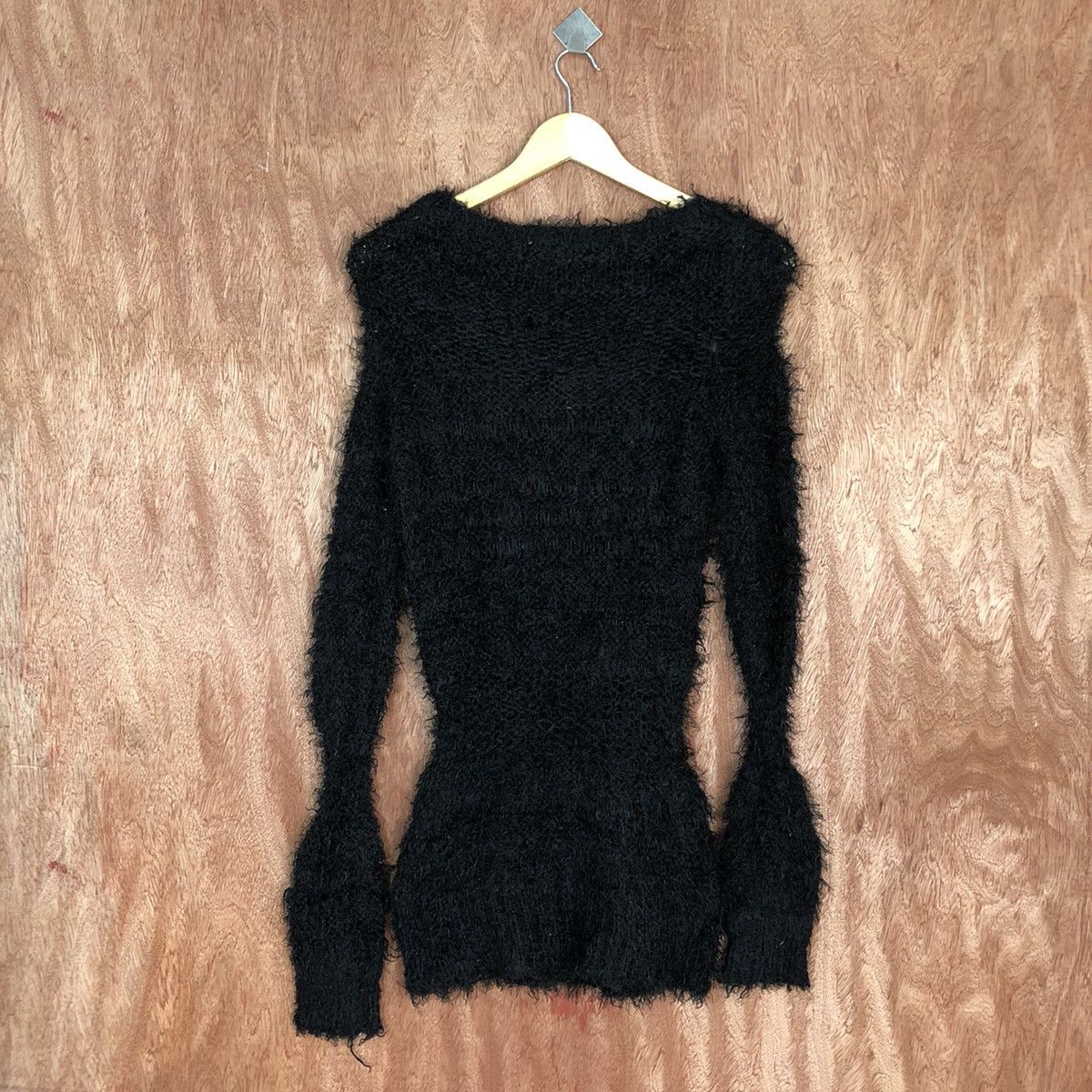 Homespun Knitwear × Japanese Brand Emoda Black Mohair Shag Shaggy Parachute Knitwear #0480 Size US S / EU 44-46 / 1 - 11 Thumbnail
