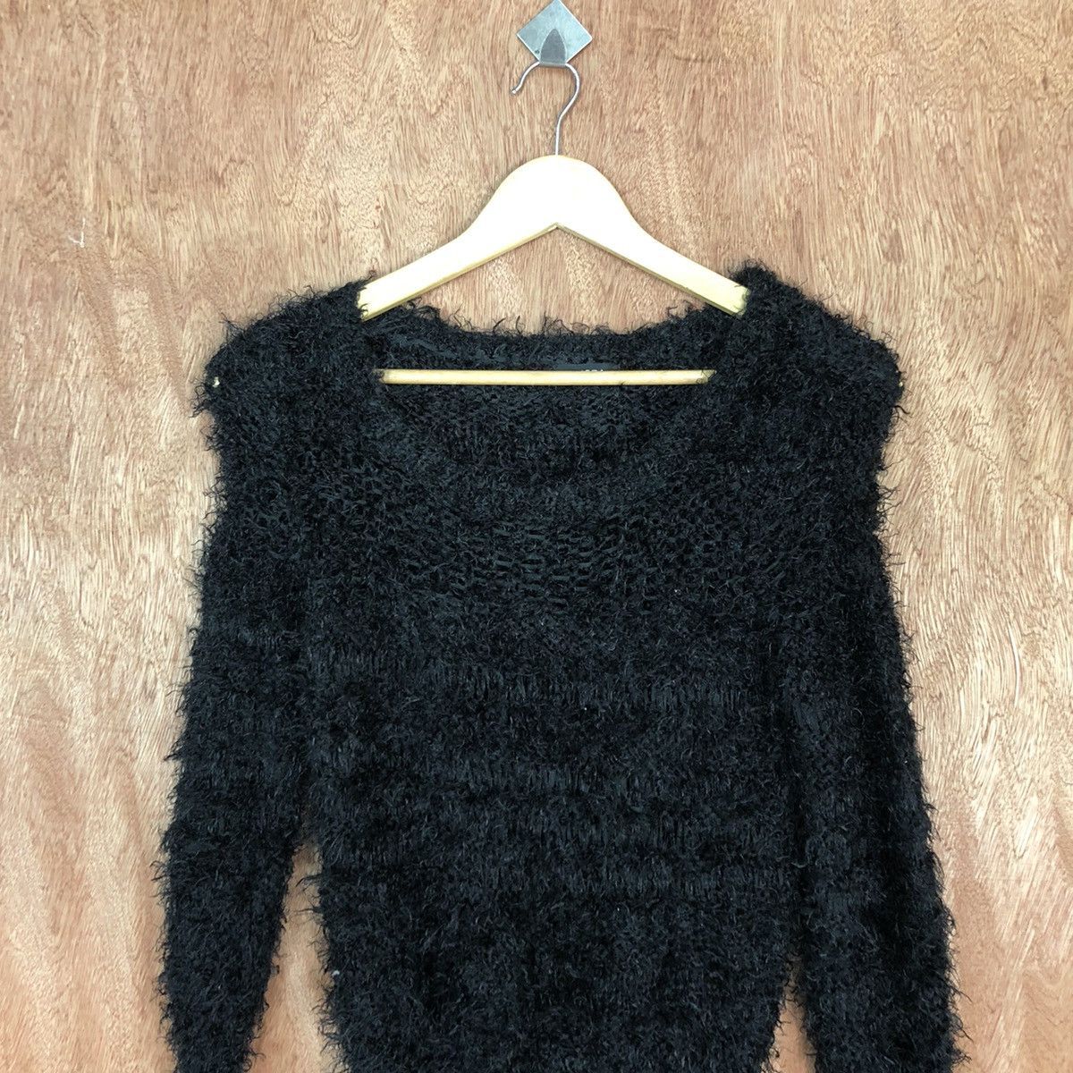 Homespun Knitwear × Japanese Brand Emoda Black Mohair Shag Shaggy Parachute Knitwear #0480 Size US S / EU 44-46 / 1 - 2 Thumbnail