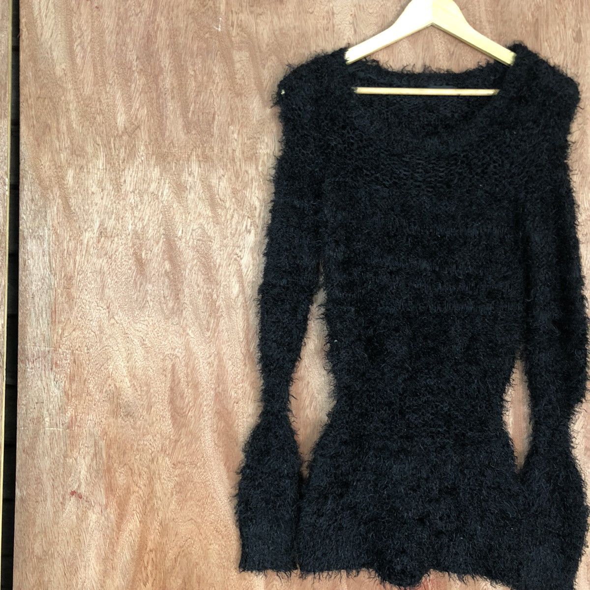 Homespun Knitwear × Japanese Brand Emoda Black Mohair Shag Shaggy Parachute Knitwear #0480 Size US S / EU 44-46 / 1 - 7 Thumbnail