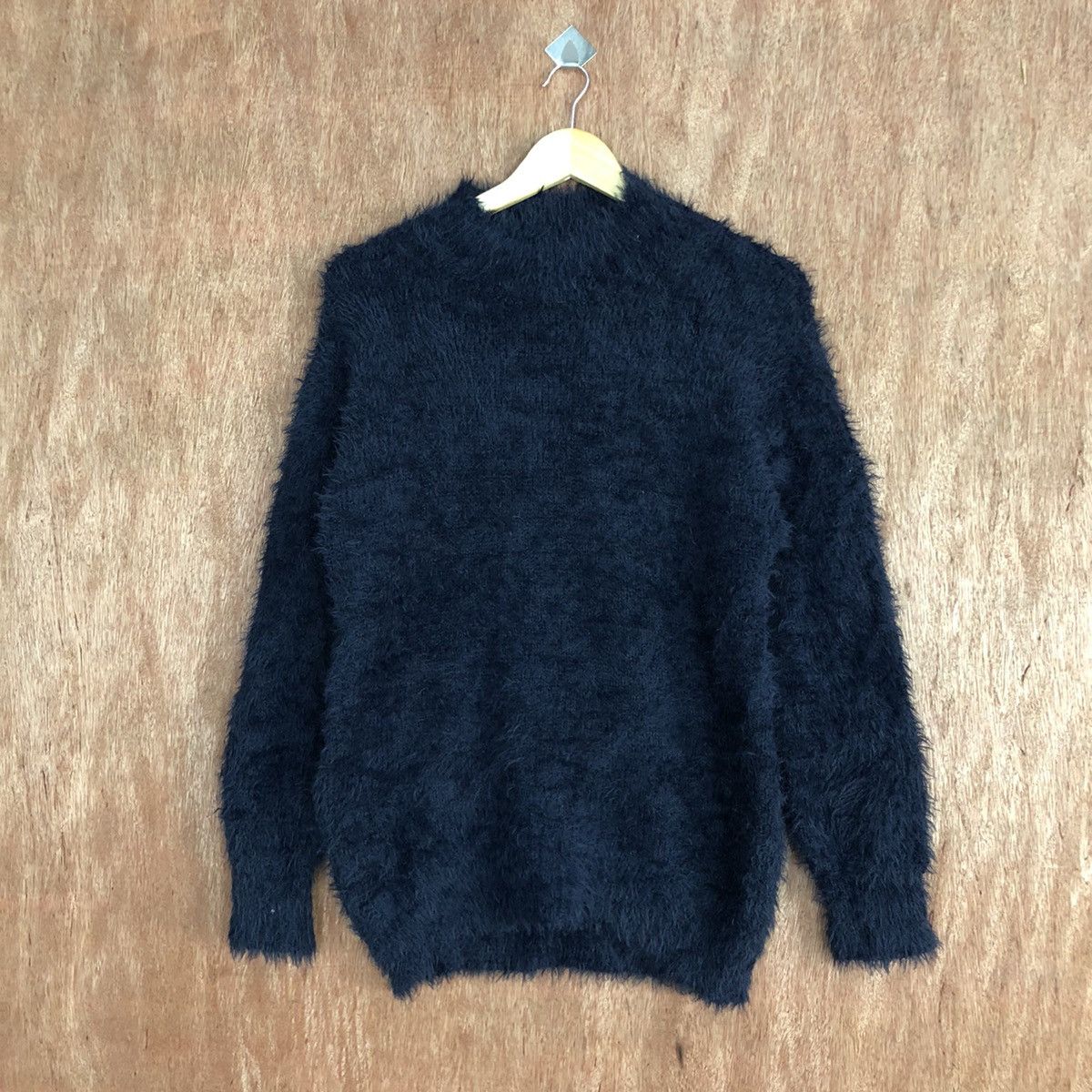Homespun Knitwear GU Japan Dark Blue Mohair Knitwear sweater #0457 Size US M / EU 48-50 / 2 - 1 Thumbnail