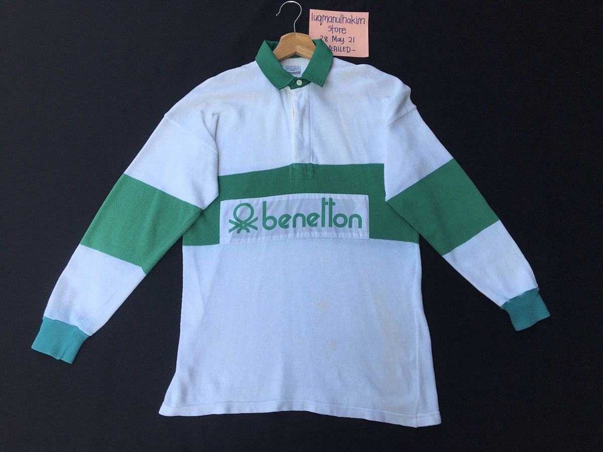 image of Vtgunited Colors Of Benetton Poloshirt Wore Bypablo Escobar in White Green, Men's (Size Medium)
