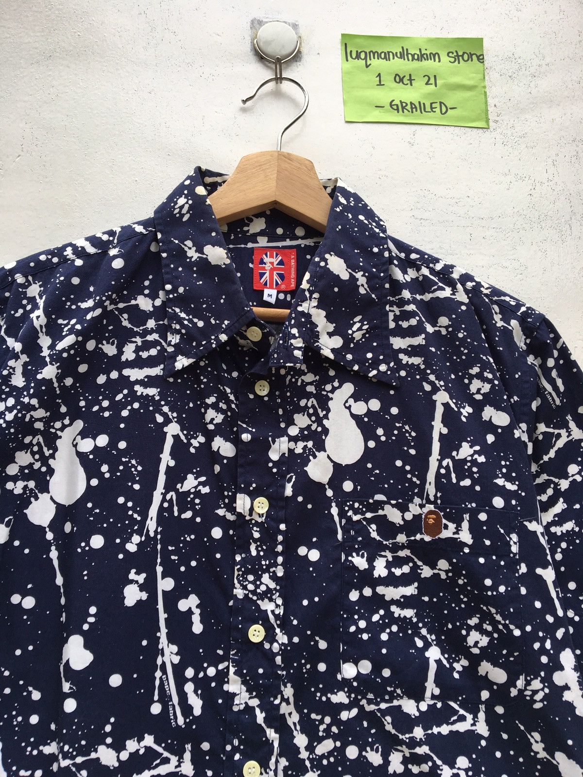Bape Paint Splatter Button Up S/S Shirt Size US M / EU 48-50 / 2 - 5 Thumbnail