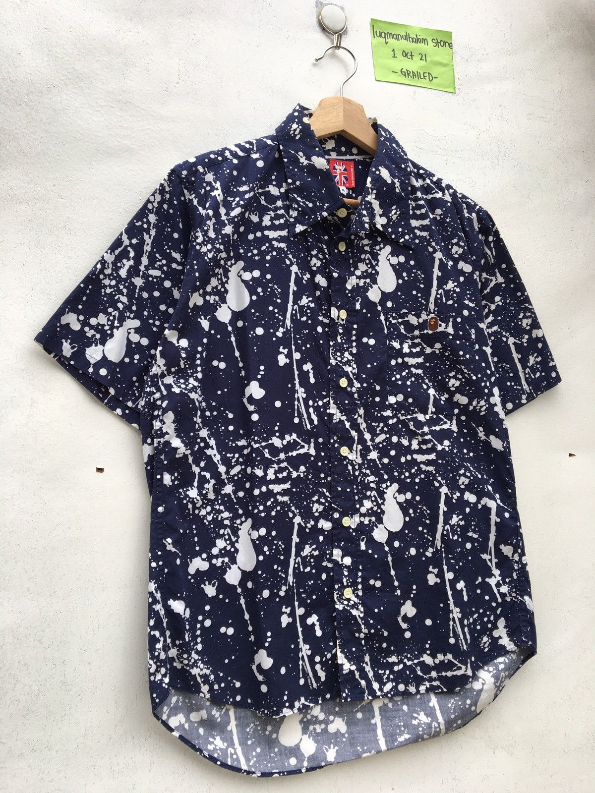Bape Paint Splatter Button Up S/S Shirt Size US M / EU 48-50 / 2 - 2 Thumbnail