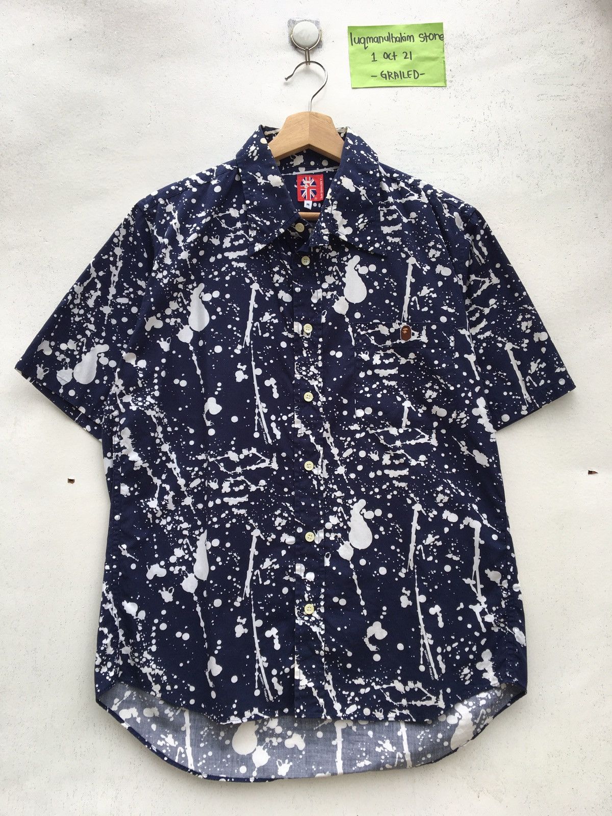 Bape Paint Splatter Button Up S/S Shirt Size US M / EU 48-50 / 2 - 1 Thumbnail