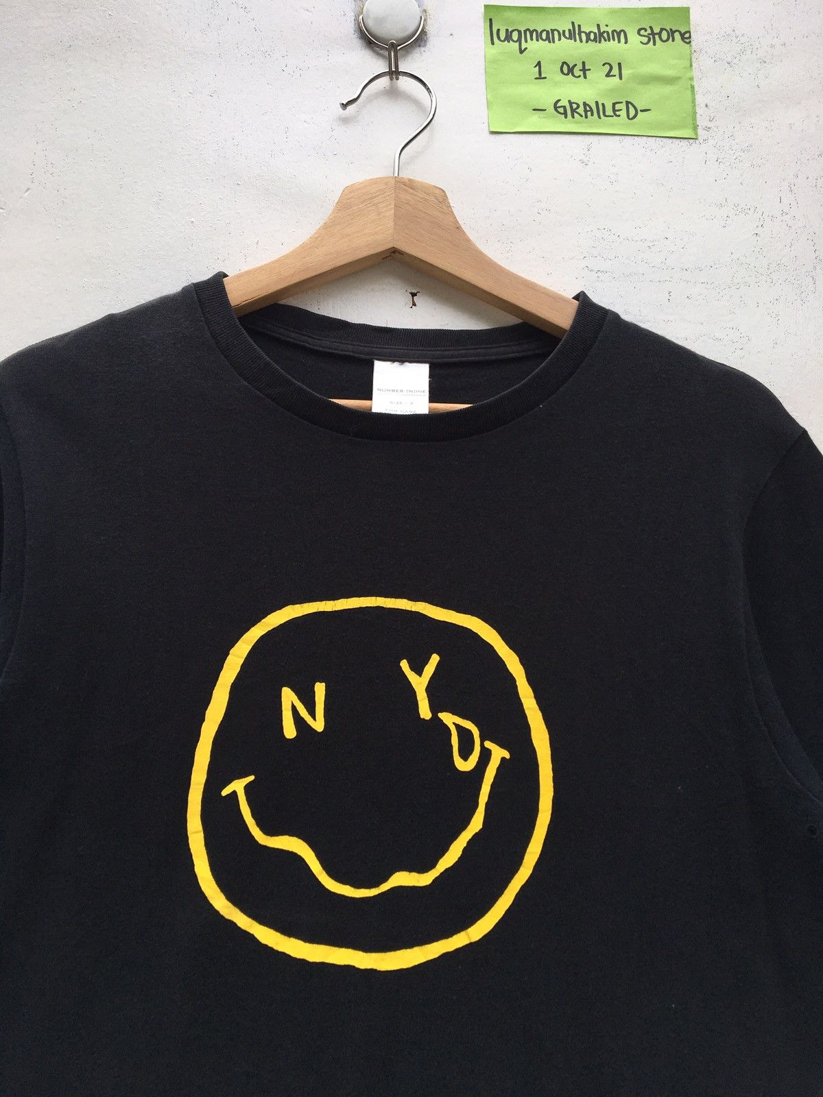 image of Number Nine Nirvana Smiley Face Tshirt in Black, Men's (Size Small)