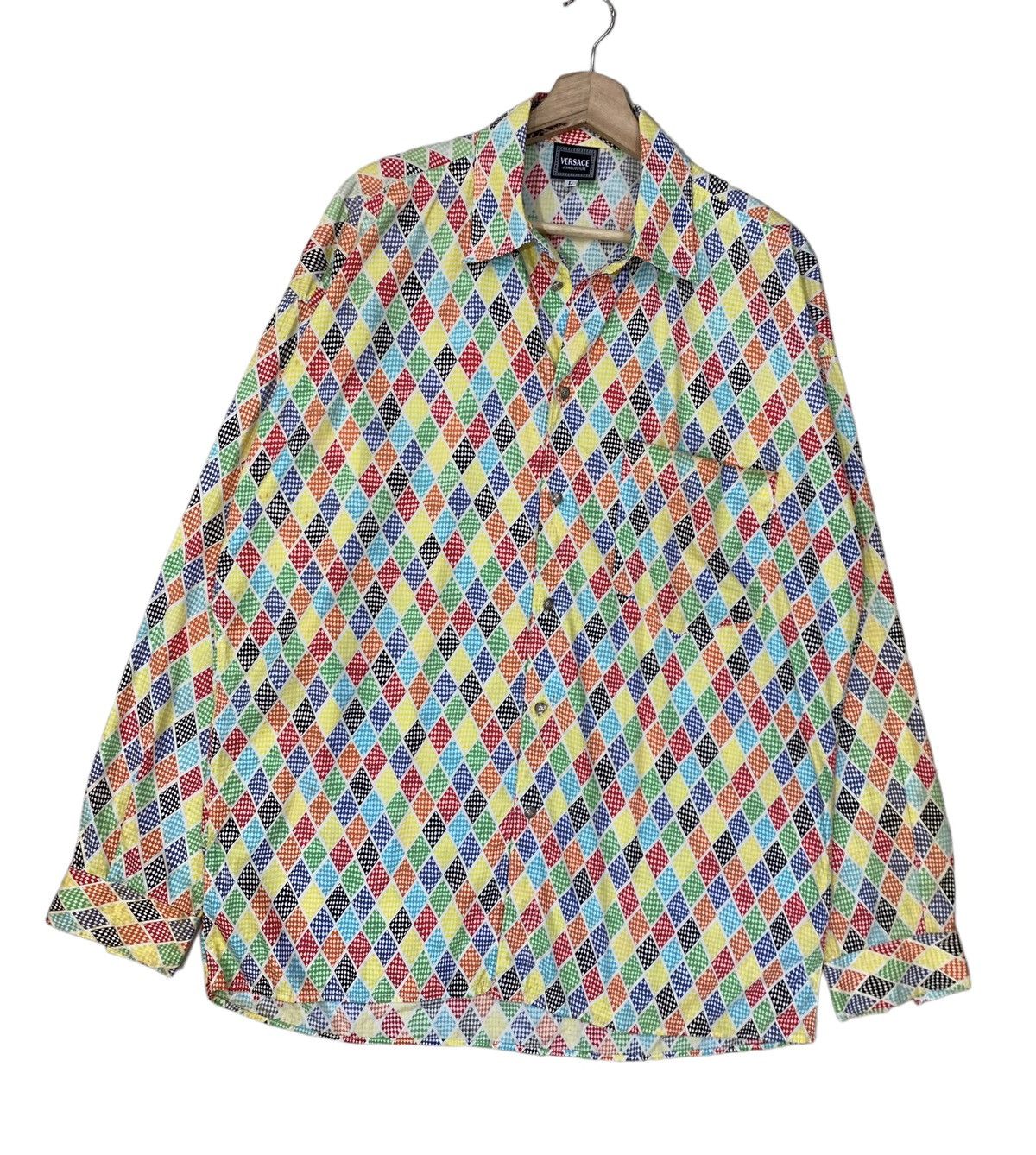 Versace Jeans Couture 🔥VERSACE MULTICOLOR DIAMONDS DESIGN LONGSLEEVE SHIRT Size US L / EU 52-54 / 3 - 2 Thumbnail
