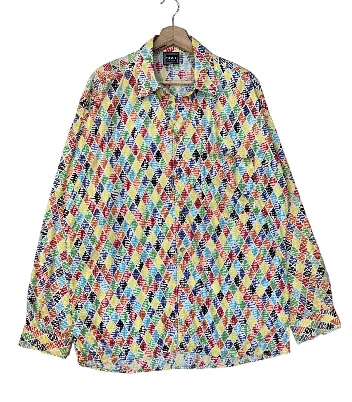 Versace Jeans Couture 🔥VERSACE MULTICOLOR DIAMONDS DESIGN LONGSLEEVE SHIRT Size US L / EU 52-54 / 3 - 1 Thumbnail