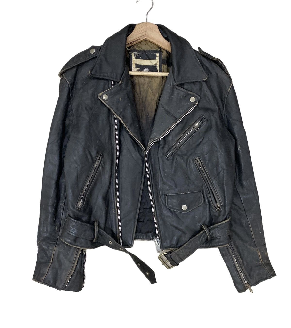 Leather 🇺🇸 PUNK DOUBLE COLLAR PERFECTO LEATHER JACKET Size US S / EU 44-46 / 1 - 2 Thumbnail