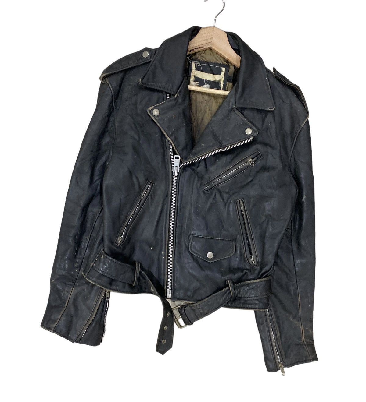 Leather 🇺🇸 PUNK DOUBLE COLLAR PERFECTO LEATHER JACKET Size US S / EU 44-46 / 1 - 4 Thumbnail