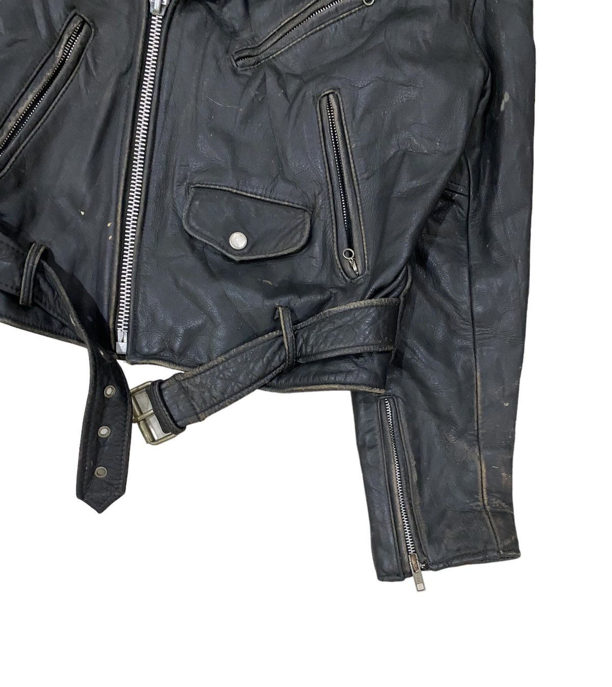 Leather 🇺🇸 PUNK DOUBLE COLLAR PERFECTO LEATHER JACKET Size US S / EU 44-46 / 1 - 8 Thumbnail
