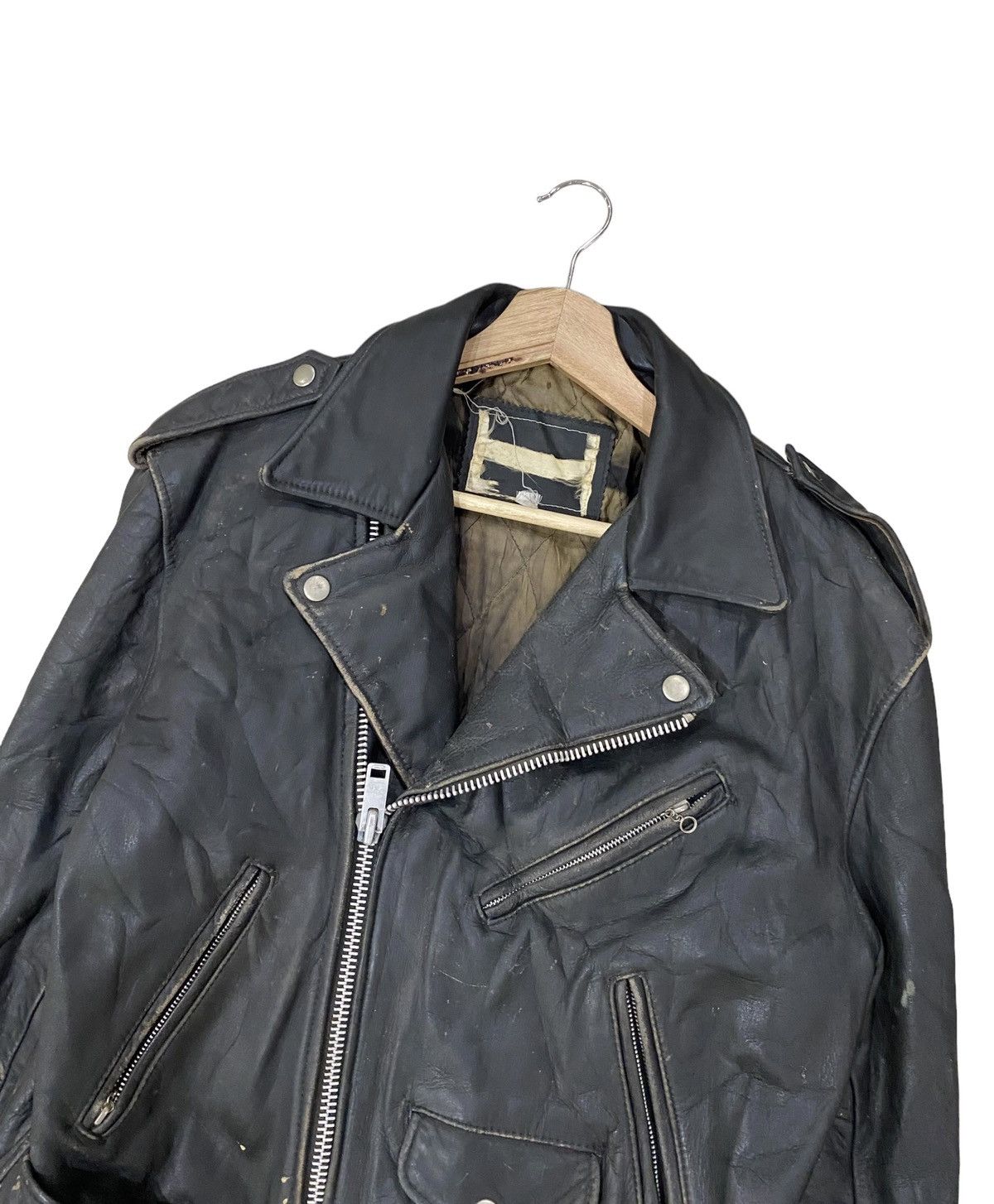 Leather 🇺🇸 PUNK DOUBLE COLLAR PERFECTO LEATHER JACKET Size US S / EU 44-46 / 1 - 7 Thumbnail