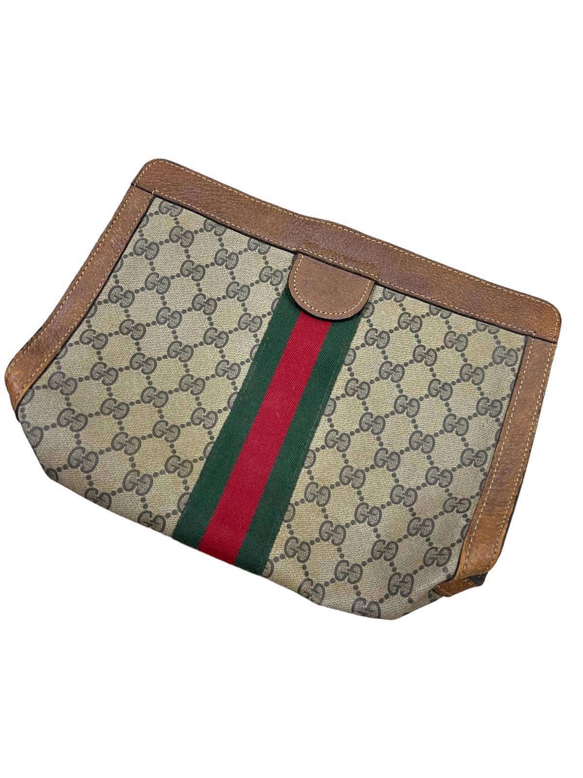 Gucci GRAIL🔥Gucci Sherry Line GG Ophidia Leather Canvas Clutch Bag Size ONE SIZE - 4 Thumbnail