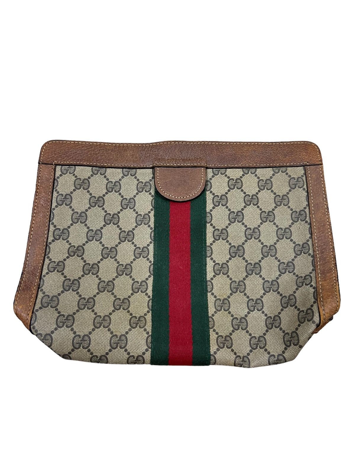 Gucci GRAIL🔥Gucci Sherry Line GG Ophidia Leather Canvas Clutch Bag Size ONE SIZE - 3 Thumbnail