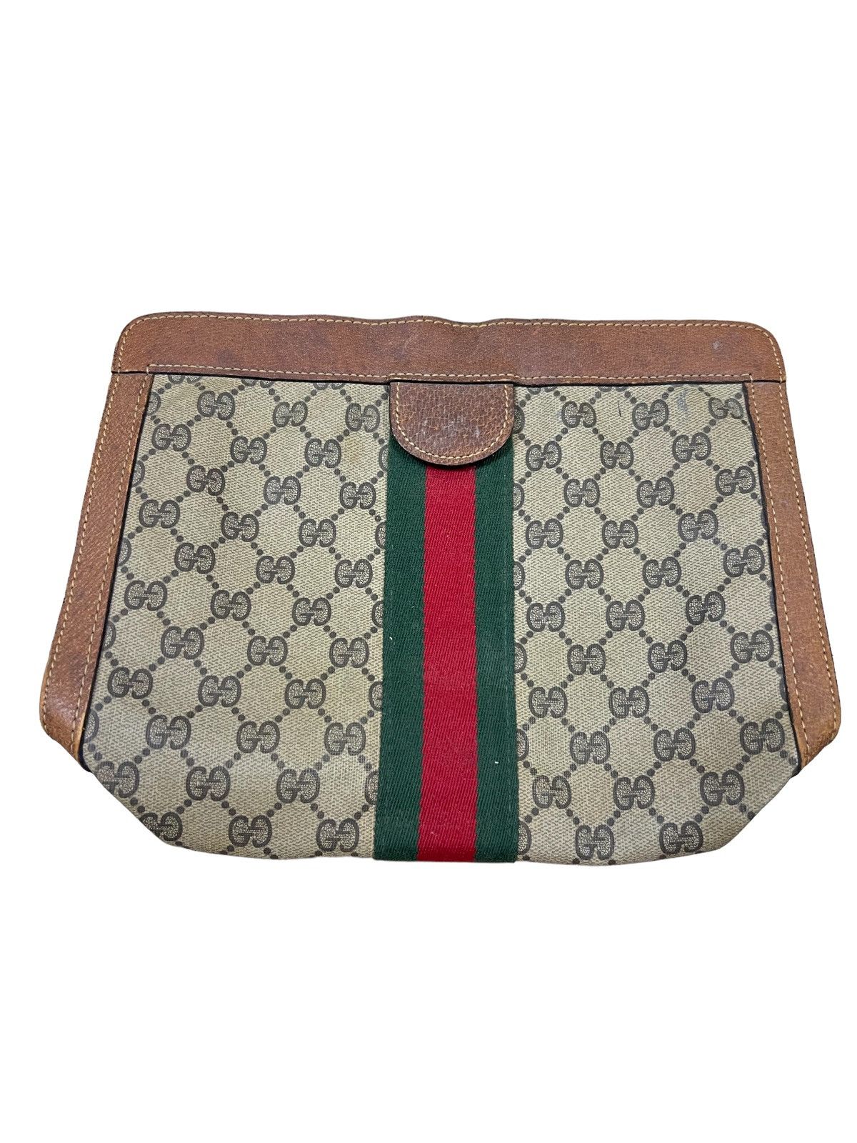 Gucci GRAIL🔥Gucci Sherry Line GG Ophidia Leather Canvas Clutch Bag Size ONE SIZE - 2 Thumbnail