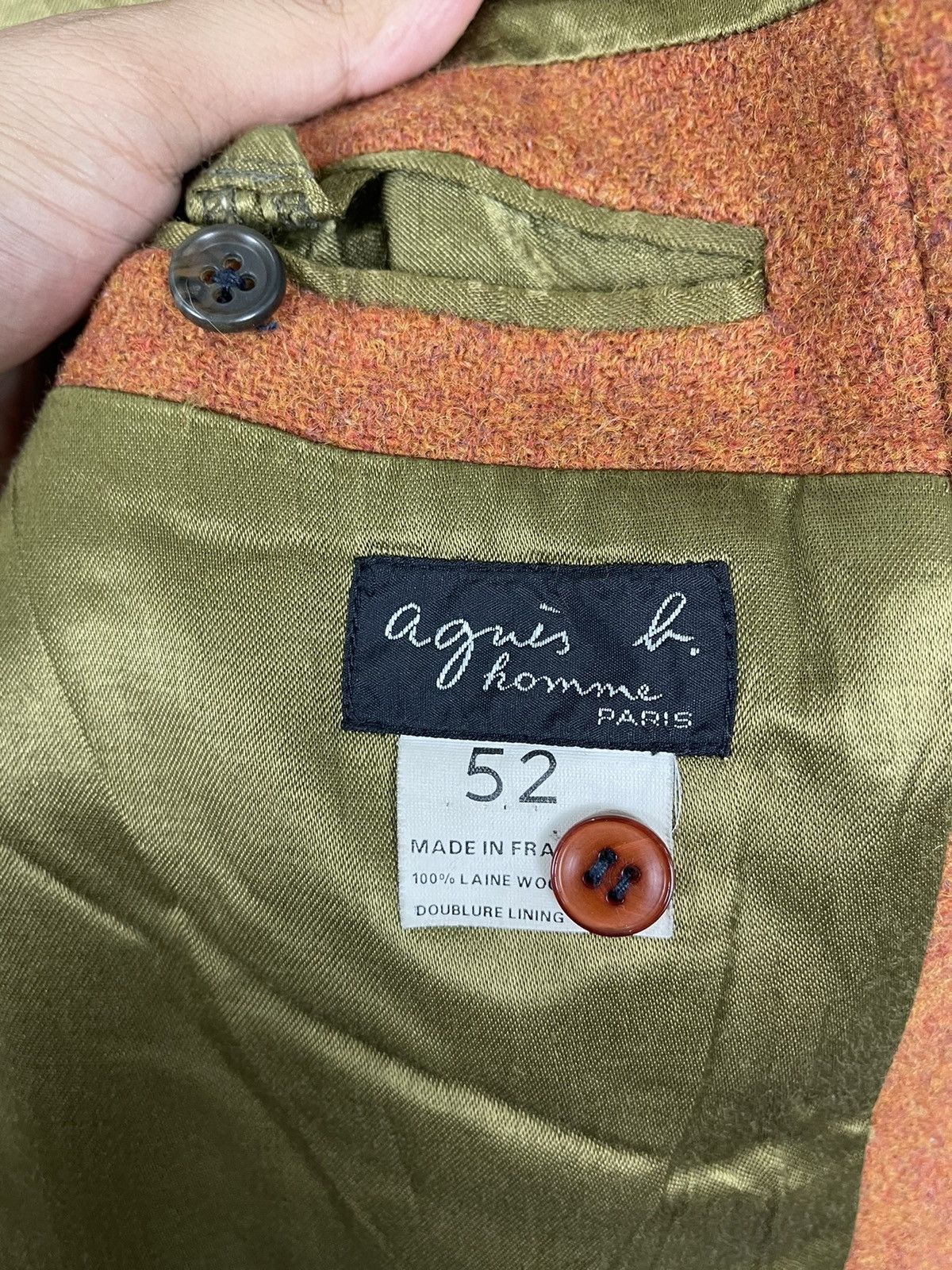 agnes b. Vintage AGNES.B HOMME Tweed Wool Blazer France Made Size 52S - 6 Thumbnail