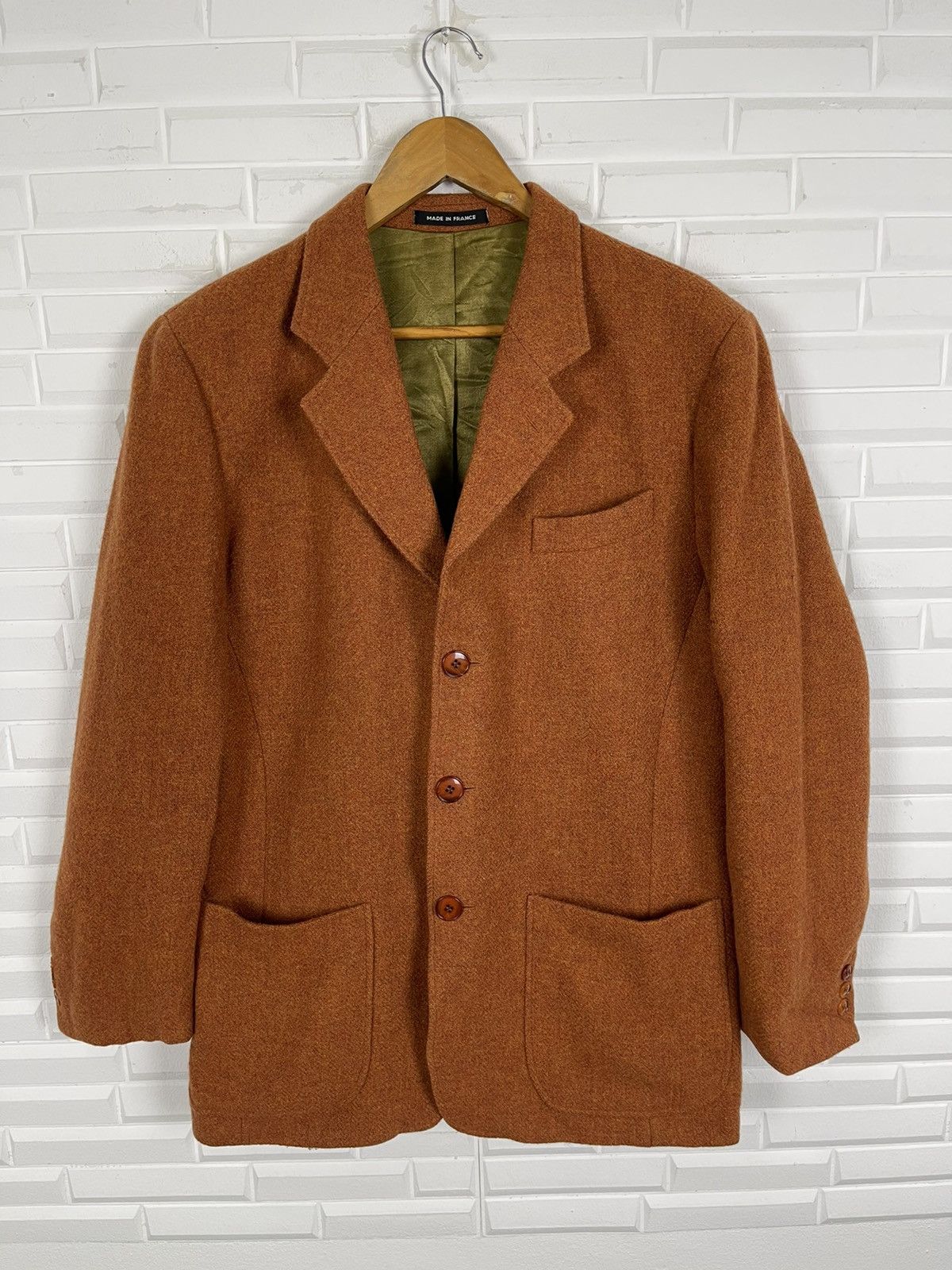 agnes b. Vintage AGNES.B HOMME Tweed Wool Blazer France Made Size 52S - 2 Thumbnail