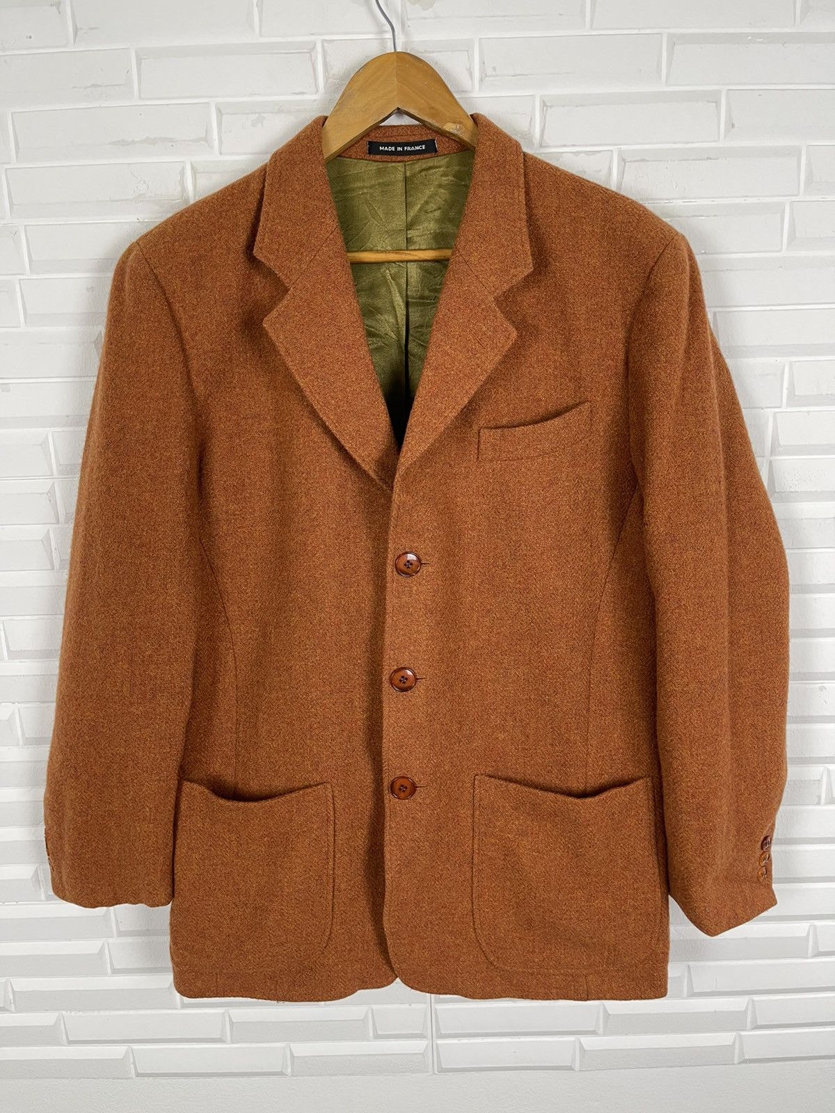 agnes b. Vintage AGNES.B HOMME Tweed Wool Blazer France Made Size 52S - 1 Thumbnail