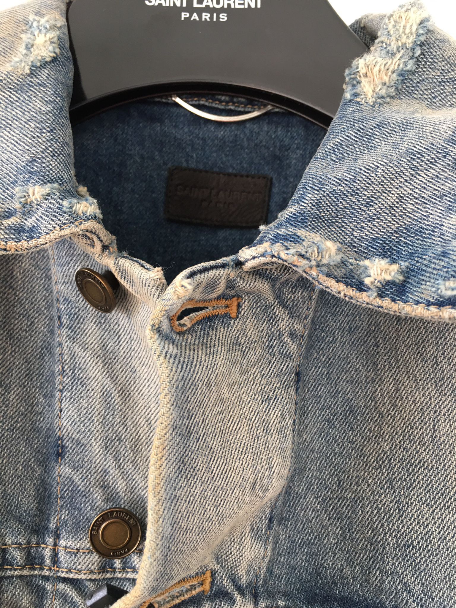 Saint Laurent Paris SS'20 Jacket Trucker Ripped Sleeves Size US S / EU 44-46 / 1 - 2 Thumbnail