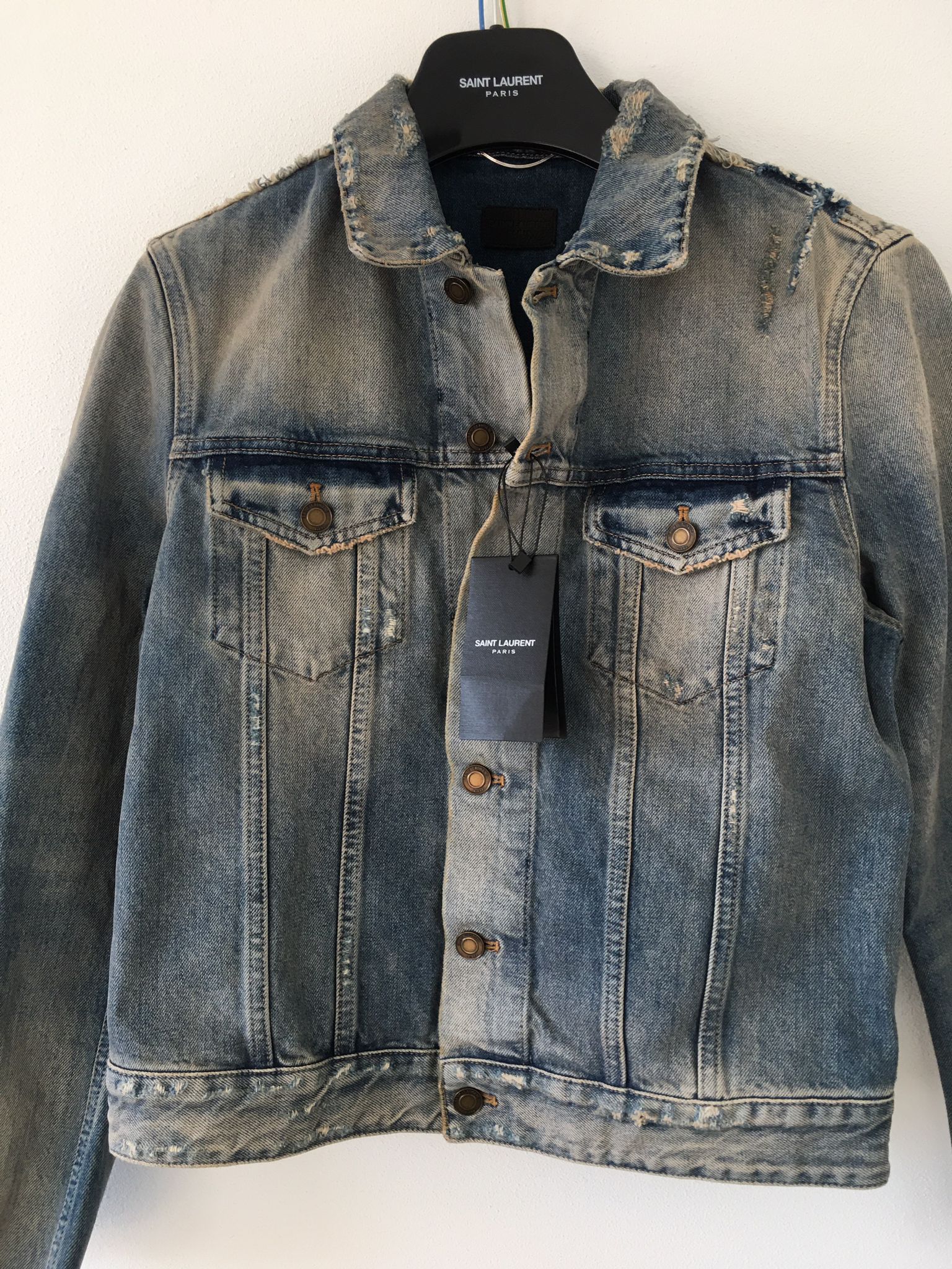 Saint Laurent Paris SS'20 Jacket Trucker Ripped Sleeves Size US S / EU 44-46 / 1 - 1 Thumbnail
