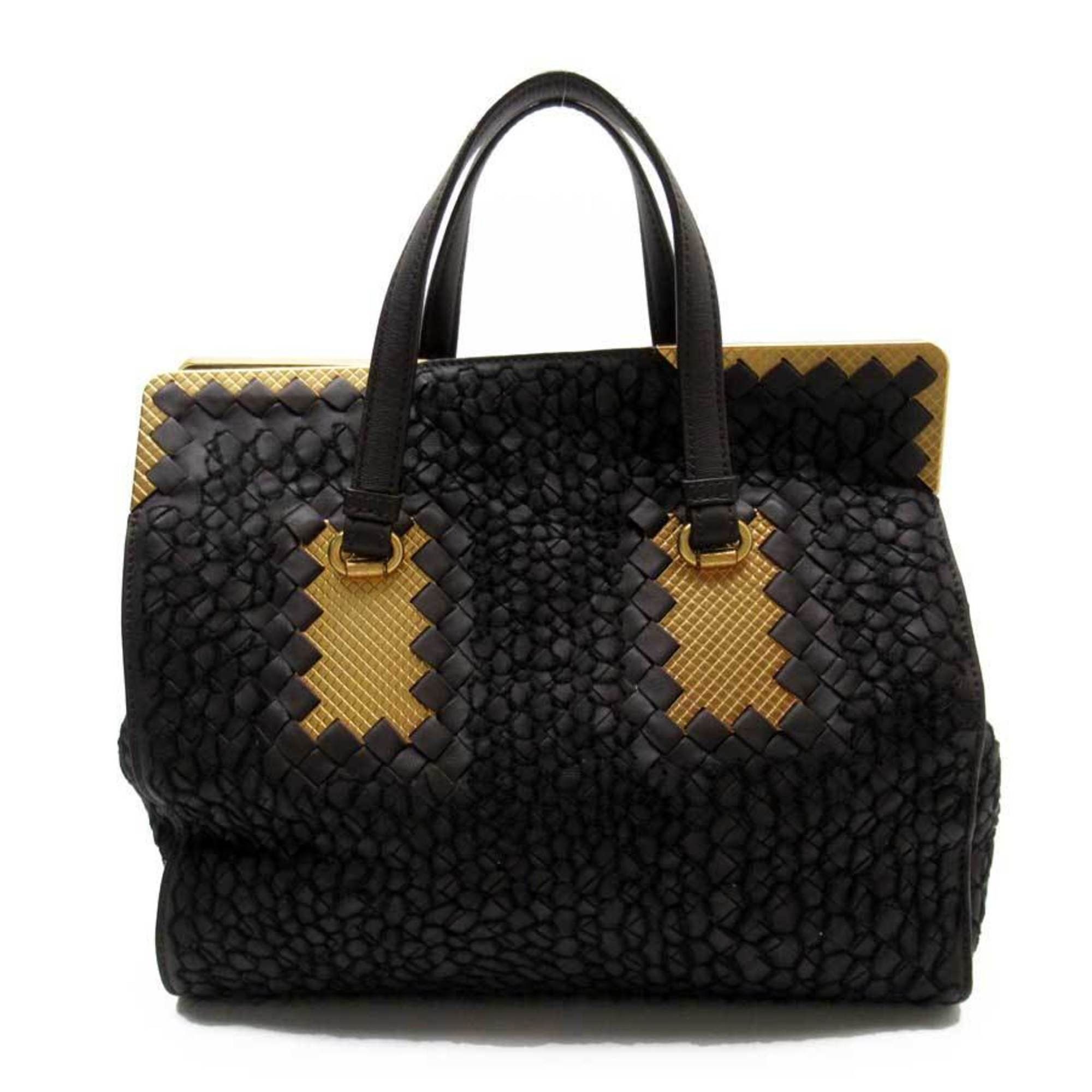 Bottega Veneta Marco Polo Intrecci Ojeto Women,Men Leather,PVC Handbag Dark  Brown,Gray Beige