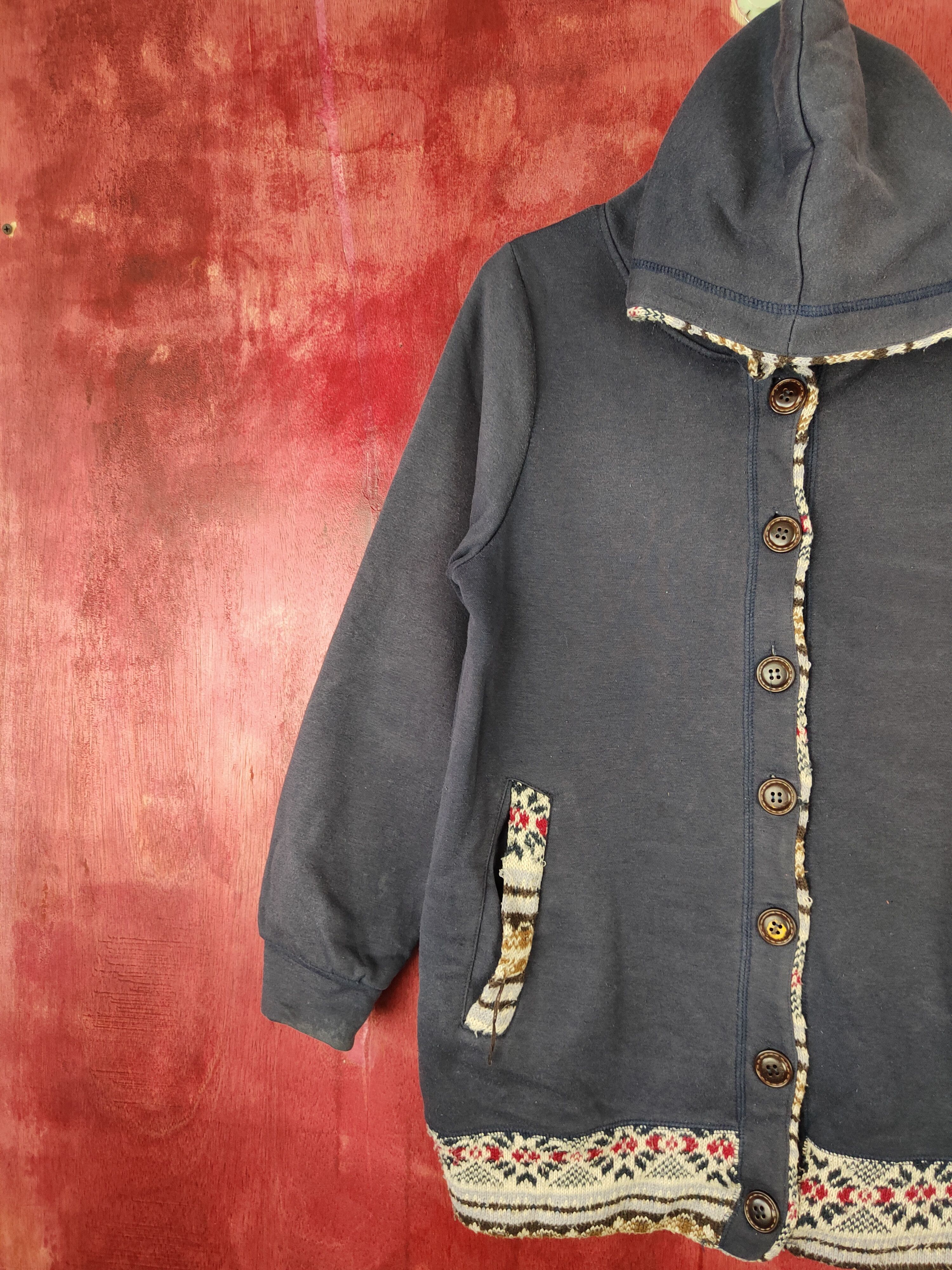 Japanese Brand Magic Sound Dark Blue Hoodie Sweater #4801 Size M / US 6-8 / IT 42-44 - 5 Thumbnail