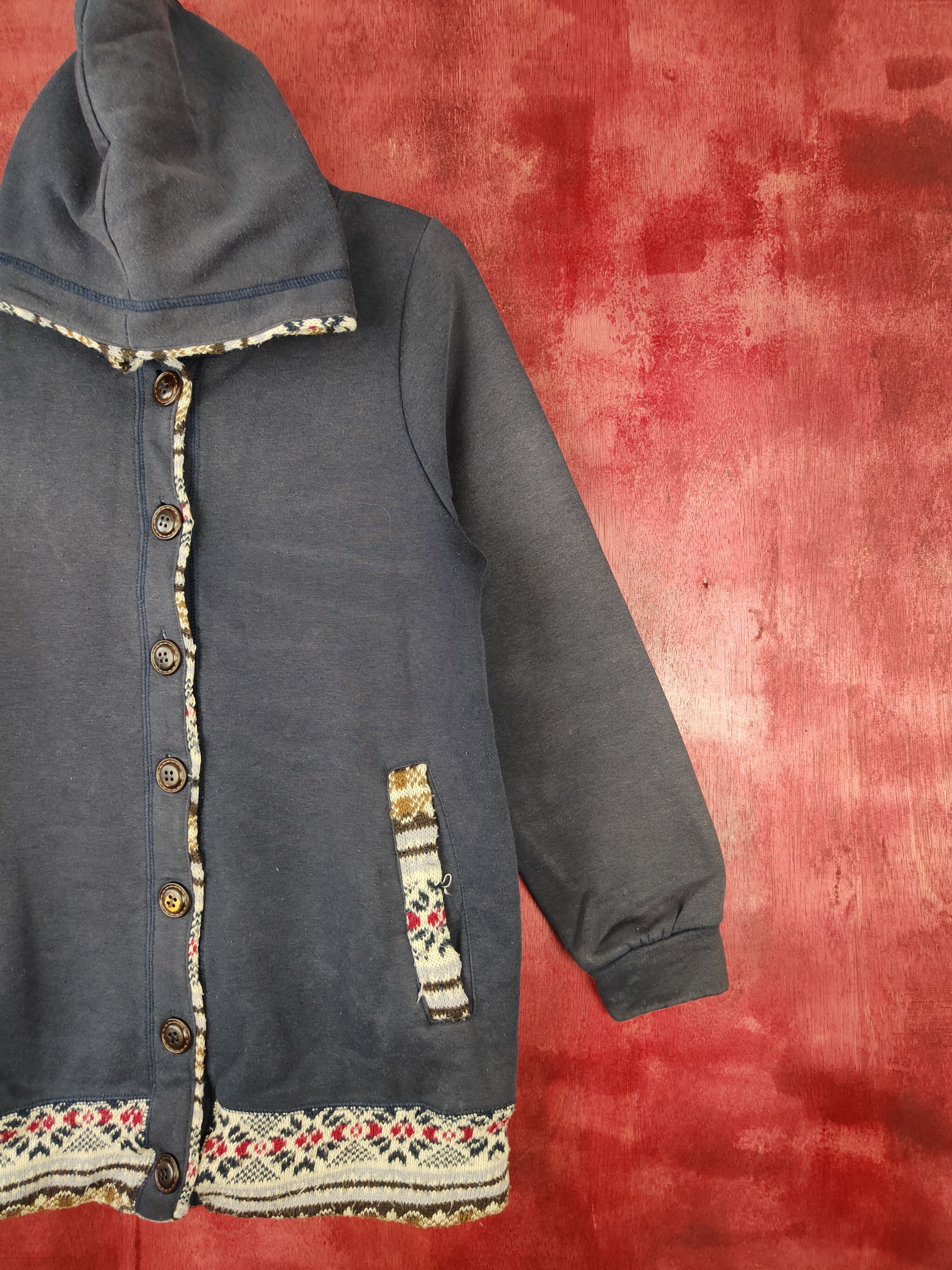 Japanese Brand Magic Sound Dark Blue Hoodie Sweater #4801 Size M / US 6-8 / IT 42-44 - 6 Thumbnail