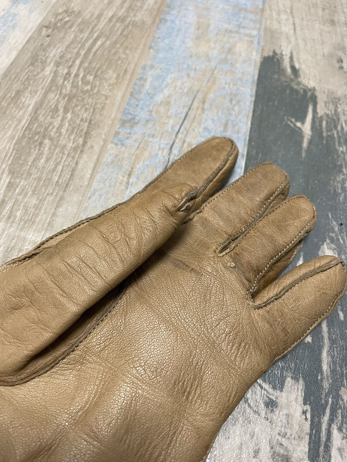 Gucci Beige leather/cashmire vintage rare Gucci moto gloves Size ONE SIZE - 3 Thumbnail