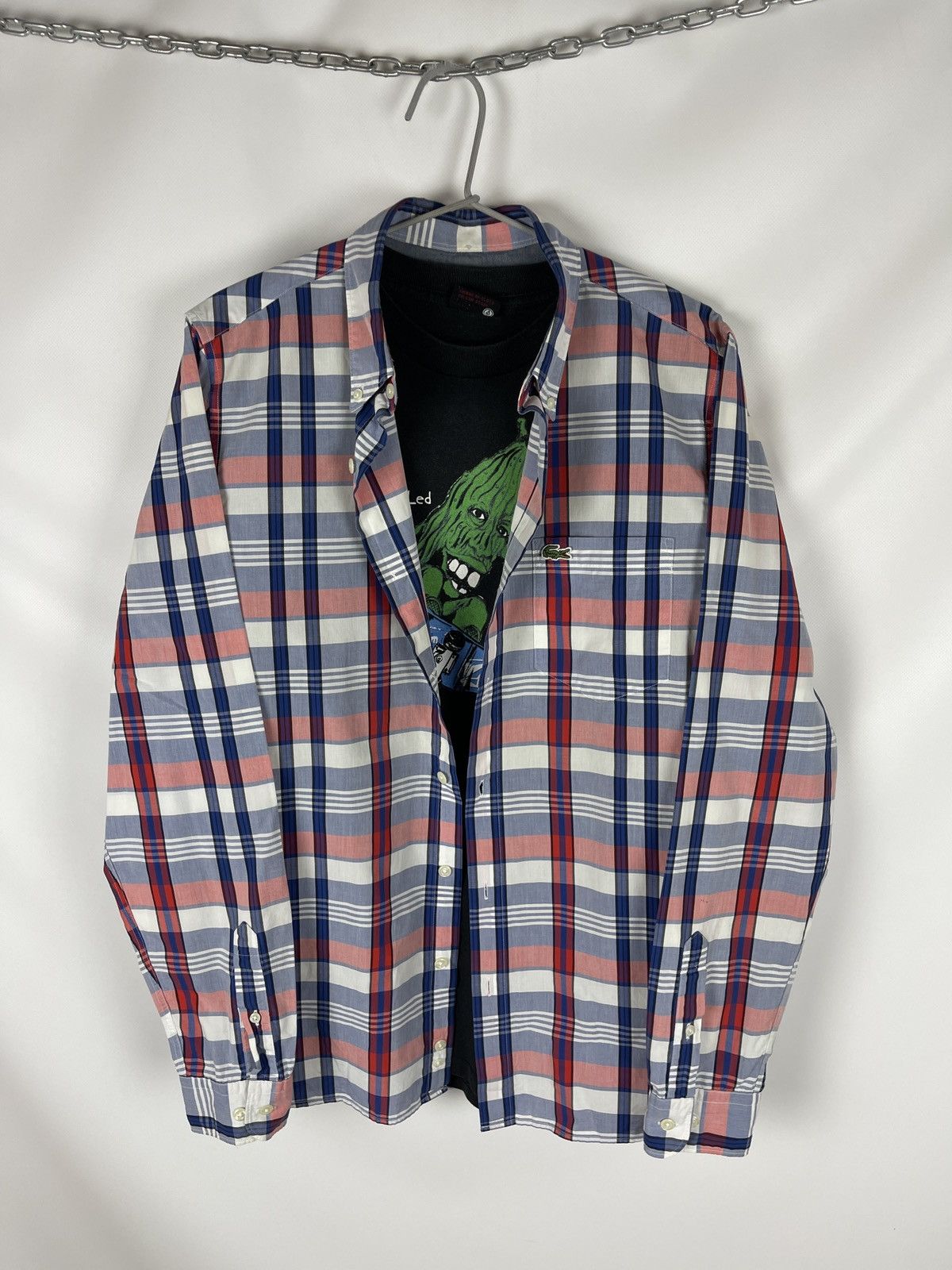 Flannel Lacoste L!ve checkered flannel button up shirt size 41 Size US M / EU 48-50 / 2 - 1 Thumbnail