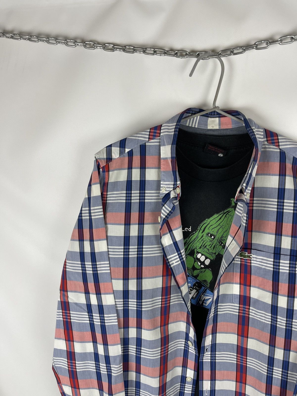 Flannel Lacoste L!ve checkered flannel button up shirt size 41 Size US M / EU 48-50 / 2 - 2 Thumbnail