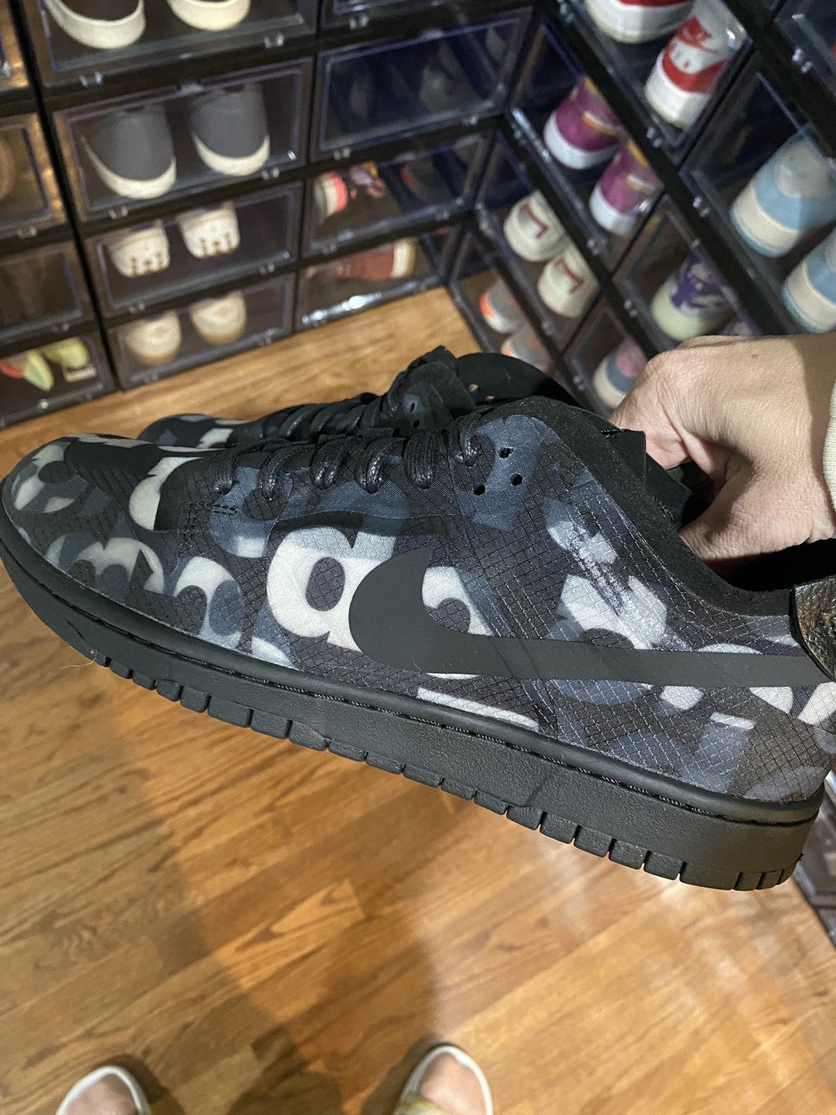 nike dunk low comme des garcons print