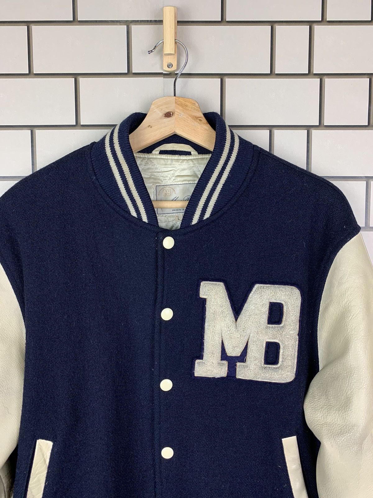 Macbeth × Vintage Vintage 90s MacBeth Leather Varsity Jacket Size US L / EU 52-54 / 3 - 2 Thumbnail