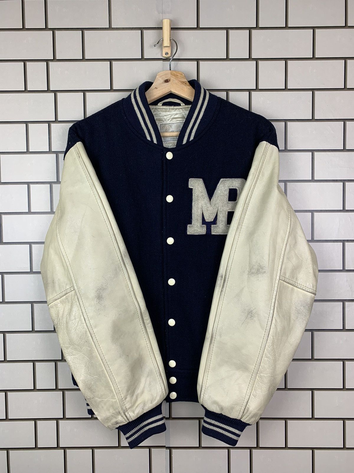 Macbeth × Vintage Vintage 90s MacBeth Leather Varsity Jacket Size US L / EU 52-54 / 3 - 9 Thumbnail