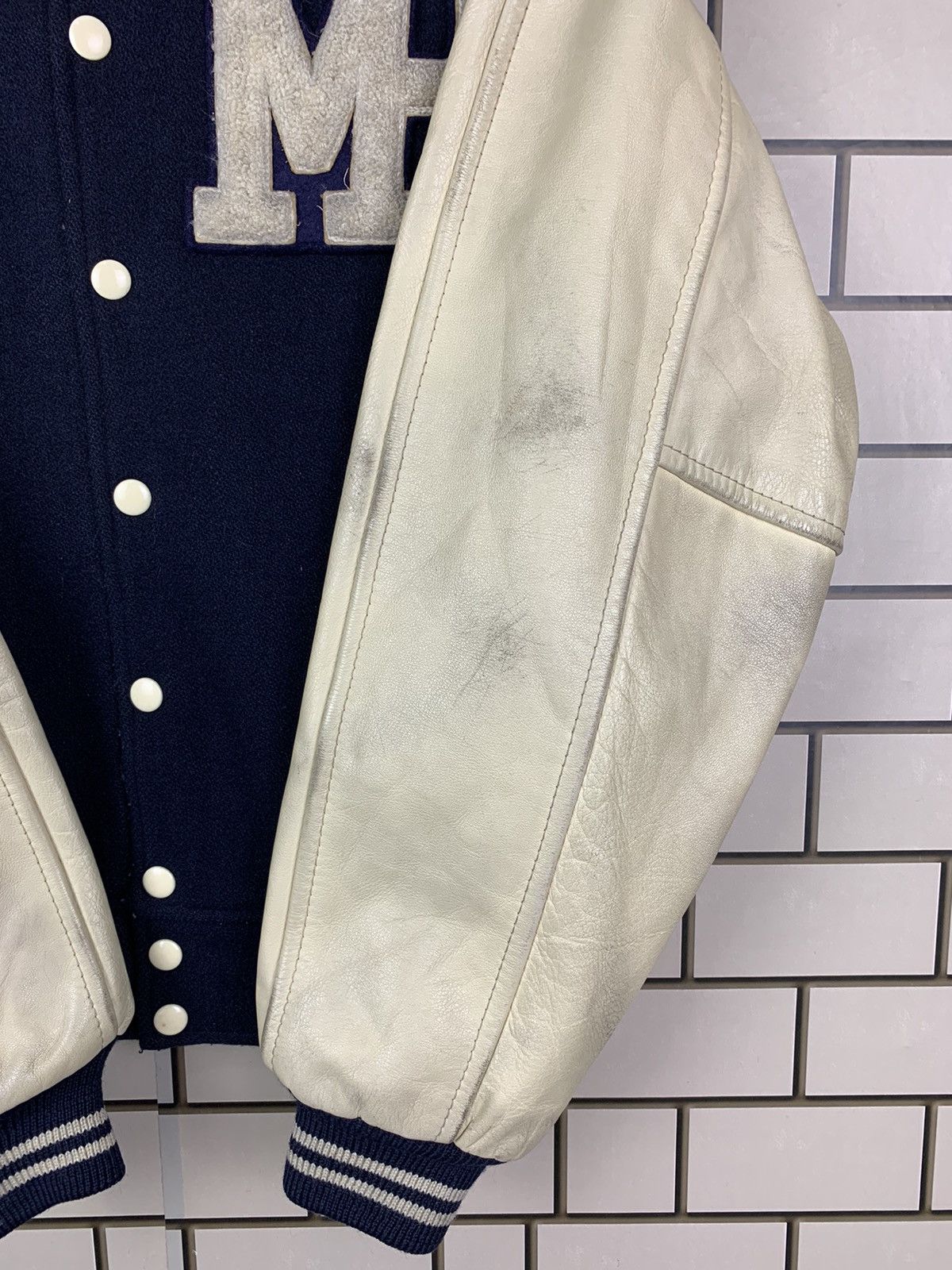 Macbeth × Vintage Vintage 90s MacBeth Leather Varsity Jacket Size US L / EU 52-54 / 3 - 12 Thumbnail