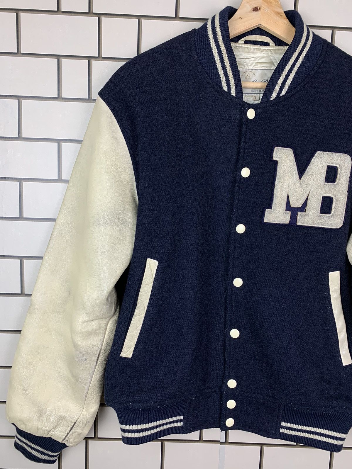 Macbeth × Vintage Vintage 90s MacBeth Leather Varsity Jacket Size US L / EU 52-54 / 3 - 4 Thumbnail
