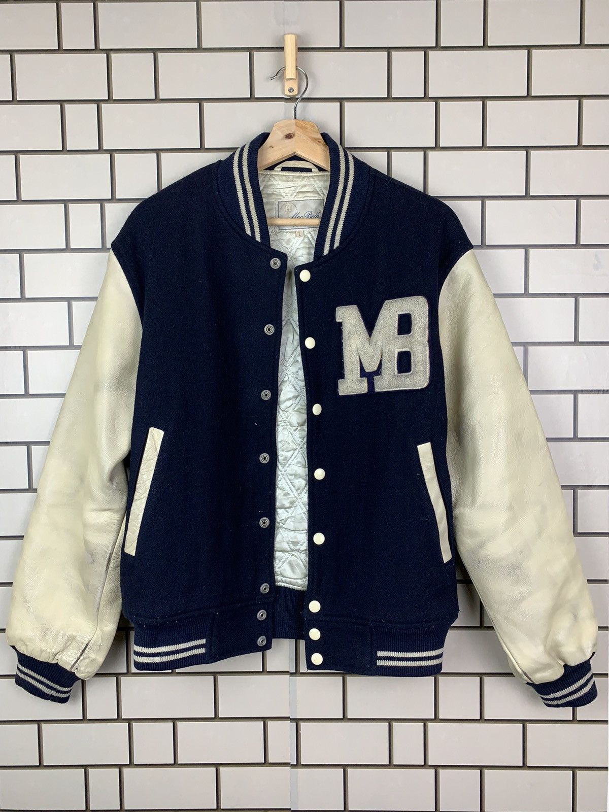 Macbeth × Vintage Vintage 90s MacBeth Leather Varsity Jacket Size US L / EU 52-54 / 3 - 15 Thumbnail