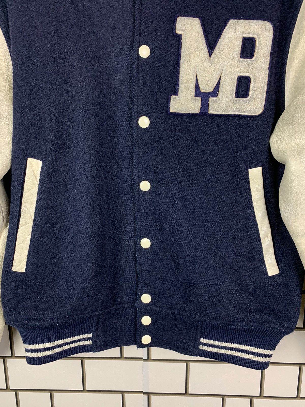 Macbeth × Vintage Vintage 90s MacBeth Leather Varsity Jacket Size US L / EU 52-54 / 3 - 3 Thumbnail
