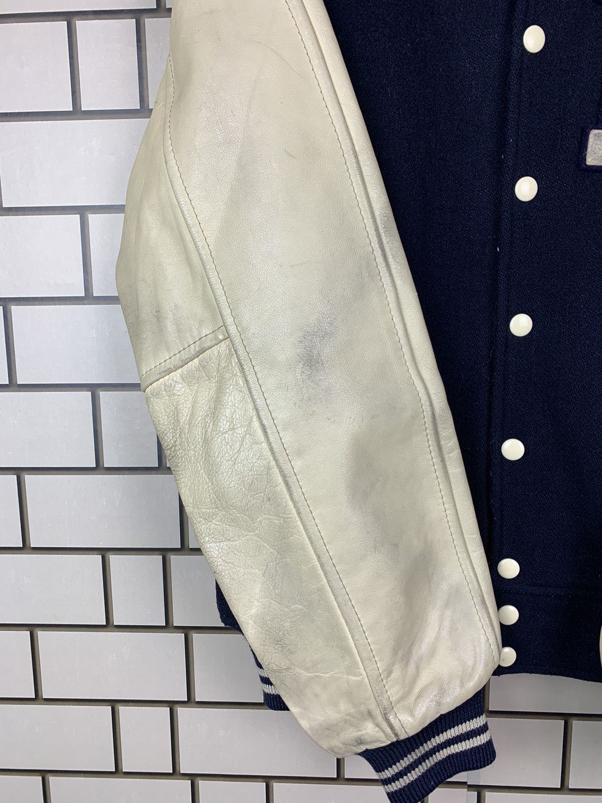 Macbeth × Vintage Vintage 90s MacBeth Leather Varsity Jacket Size US L / EU 52-54 / 3 - 11 Thumbnail