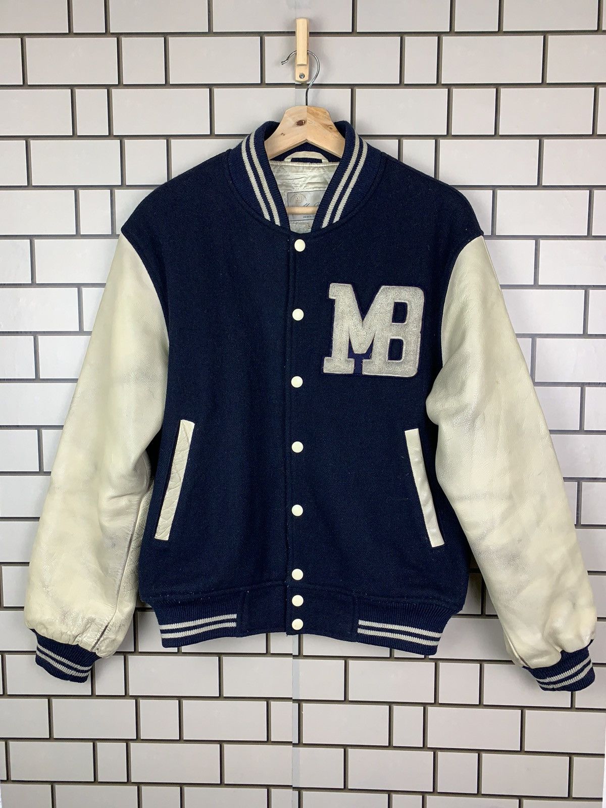 Macbeth × Vintage Vintage 90s MacBeth Leather Varsity Jacket Size US L / EU 52-54 / 3 - 1 Thumbnail