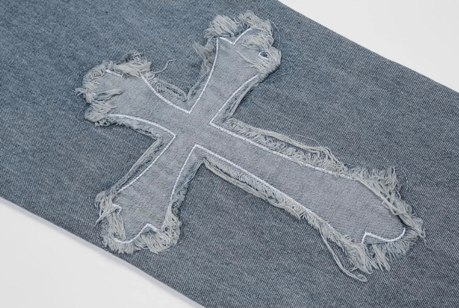 Japanese Brand Cross design Denim Jeans- Korean Streetwear Style Pants Size US 30 / EU 46 - 5 Thumbnail