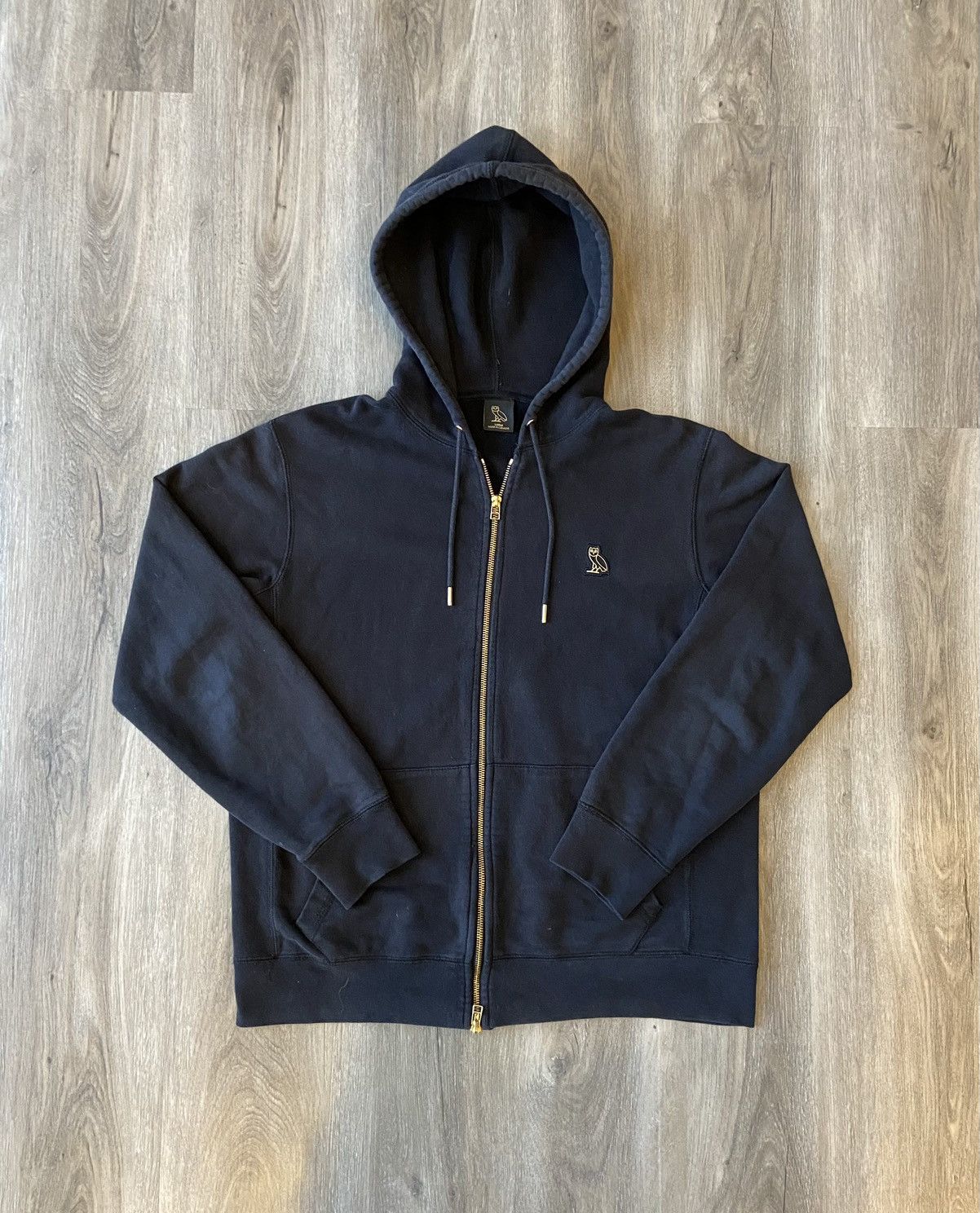 Drake × Octobers Very Own Black Embroidered OVO Zip Up Hoodie | Grailed