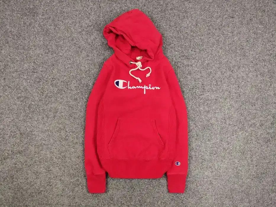 Champion Vintage Champion Reverse Weave warm up Red Logo Hoodie Size US S / EU 44-46 / 1 - 1 Thumbnail