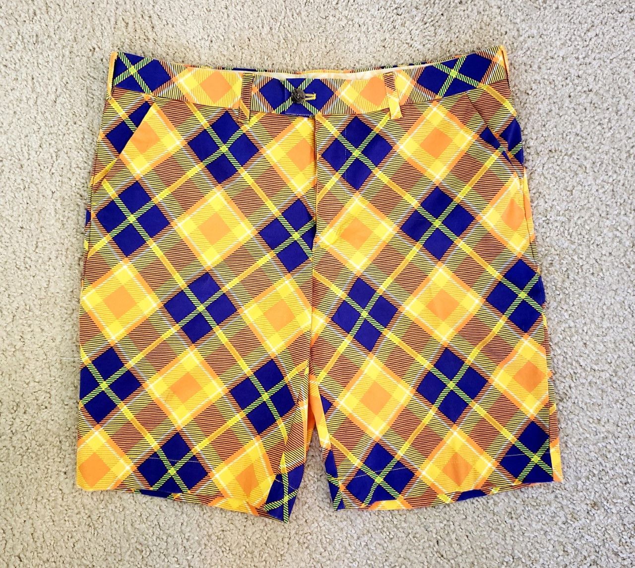 Designer Loudmouth men's shorts 38 orange blue plaid golf | Grailed